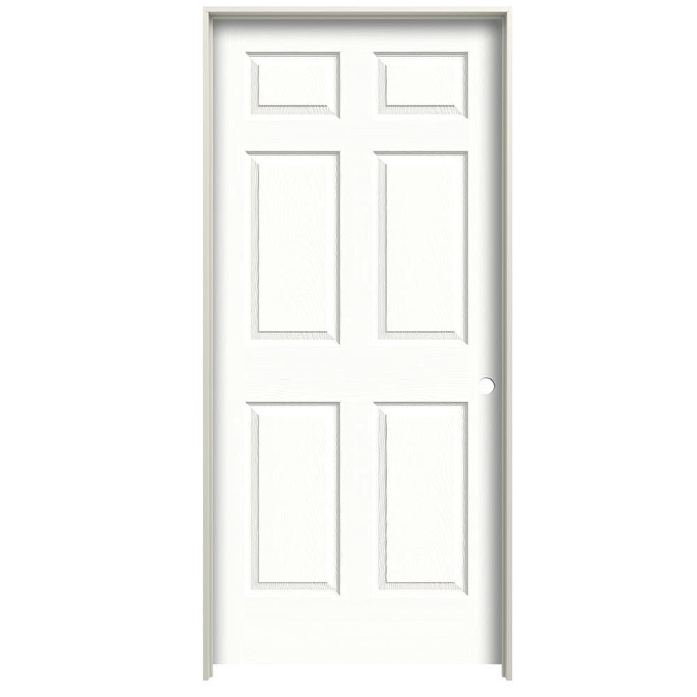 RELIABILT Colonist Textured 28-in x 80-in Snow Storm 6-panel Hollow Core Prefinished Molded Composite Left Hand Inswing Single Prehung Interior Door -  LO1003354