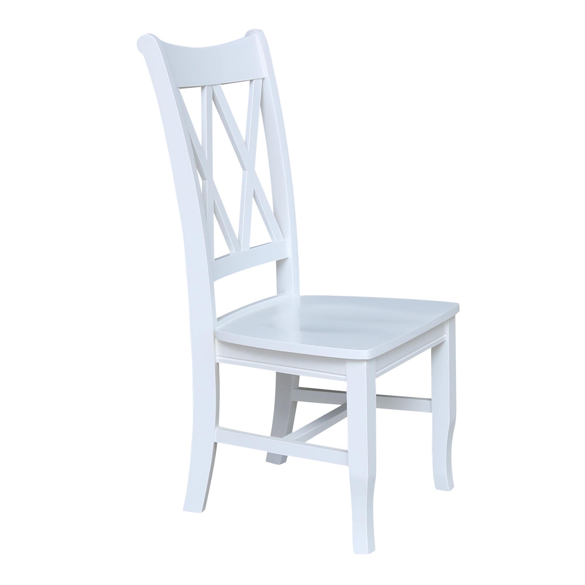 White High Cross Back Wood Side Chair Set
