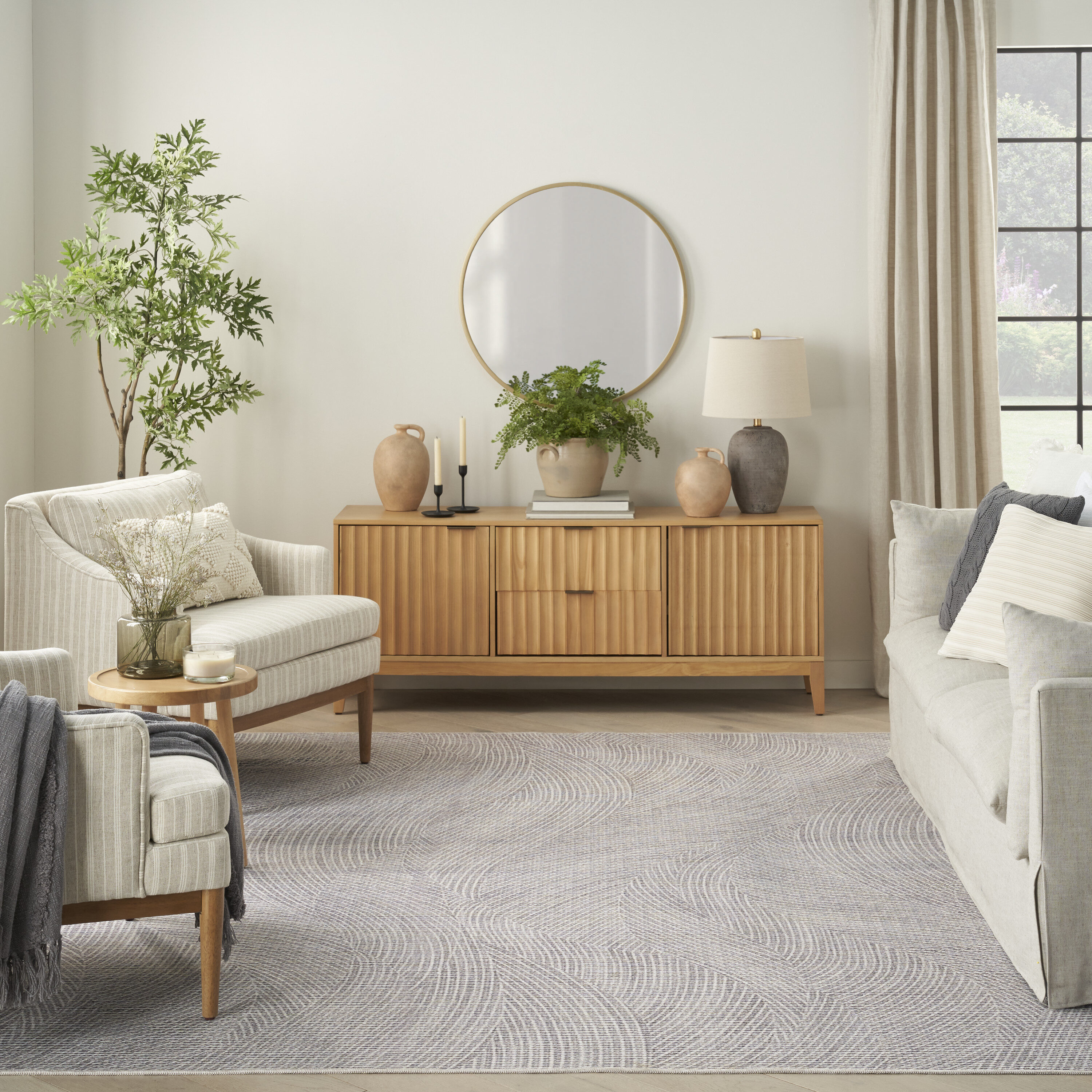 Gray Geometric Flat Woven Cotton Synthetic 5' x 7' Rug