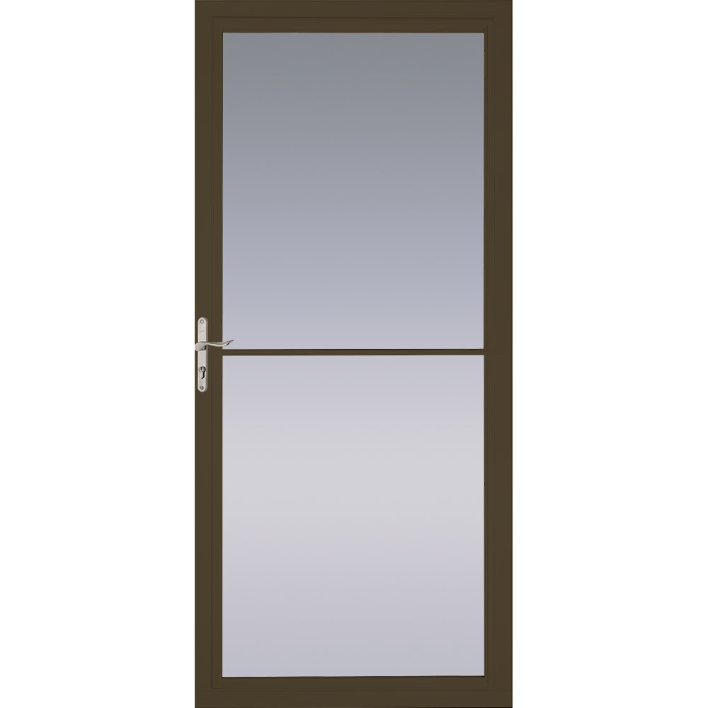 Pella Montgomery 32-in X 81-in Brown Full-view Aluminum Storm Door With ...