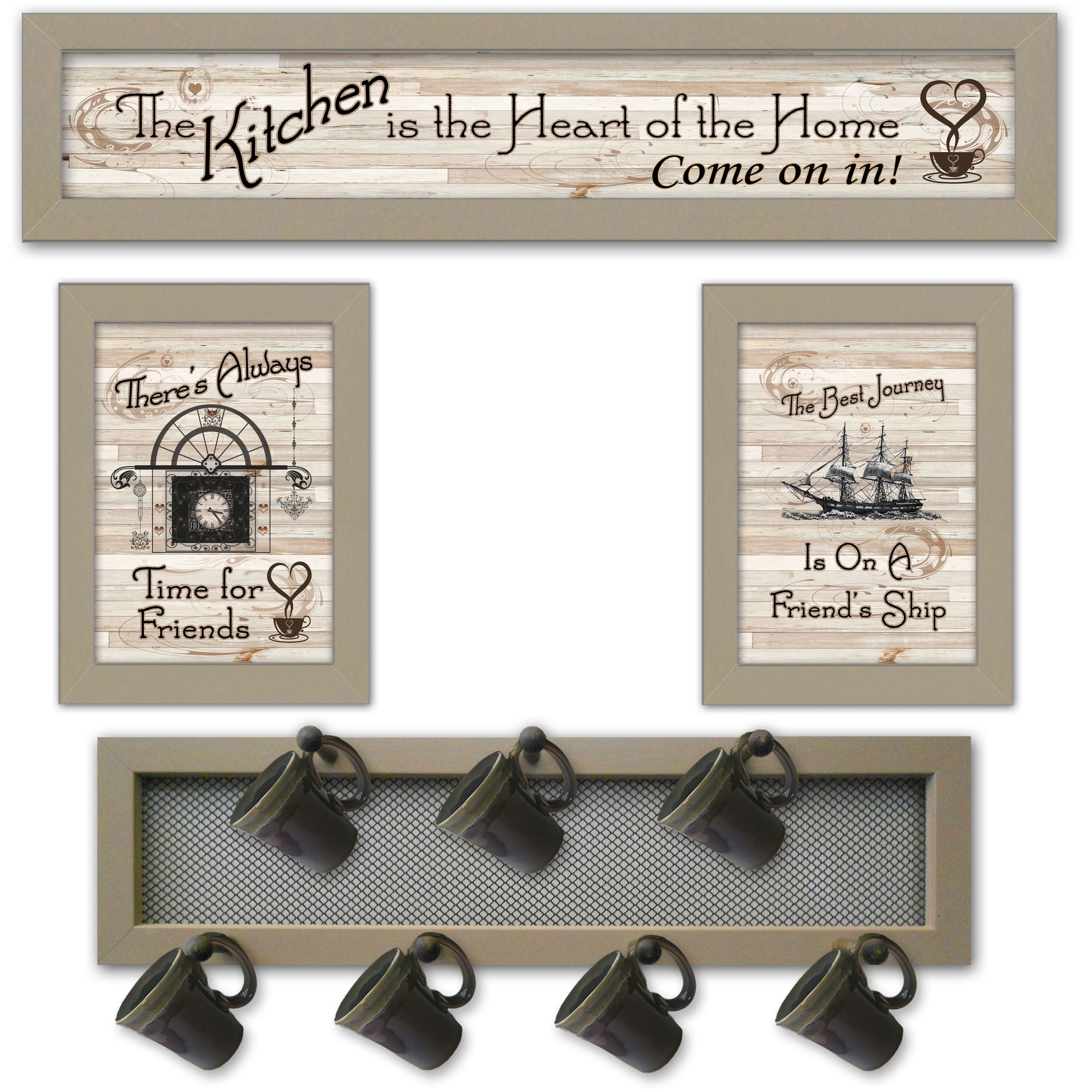 Trendy Decor 4U V435-MPH-779SG Kitchen Collection Vi Millwork Engineering Light Brown Wood Framed 10-in H x 32-in W Vintage/Retro Paper Print