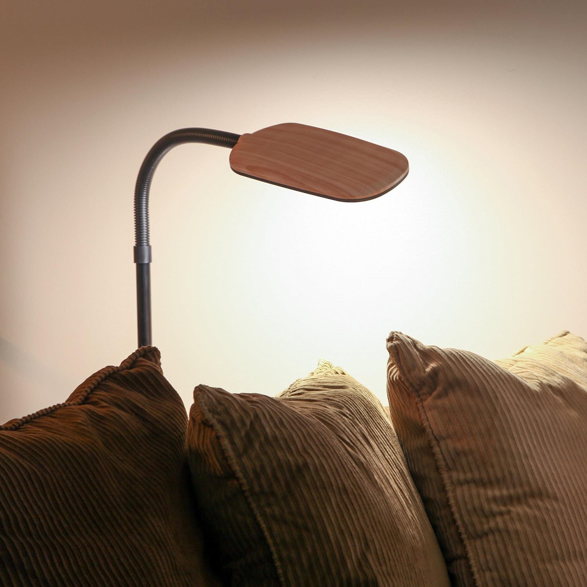 Adjustable Black and Wood LED Floor Lamp with 3-Way Switch