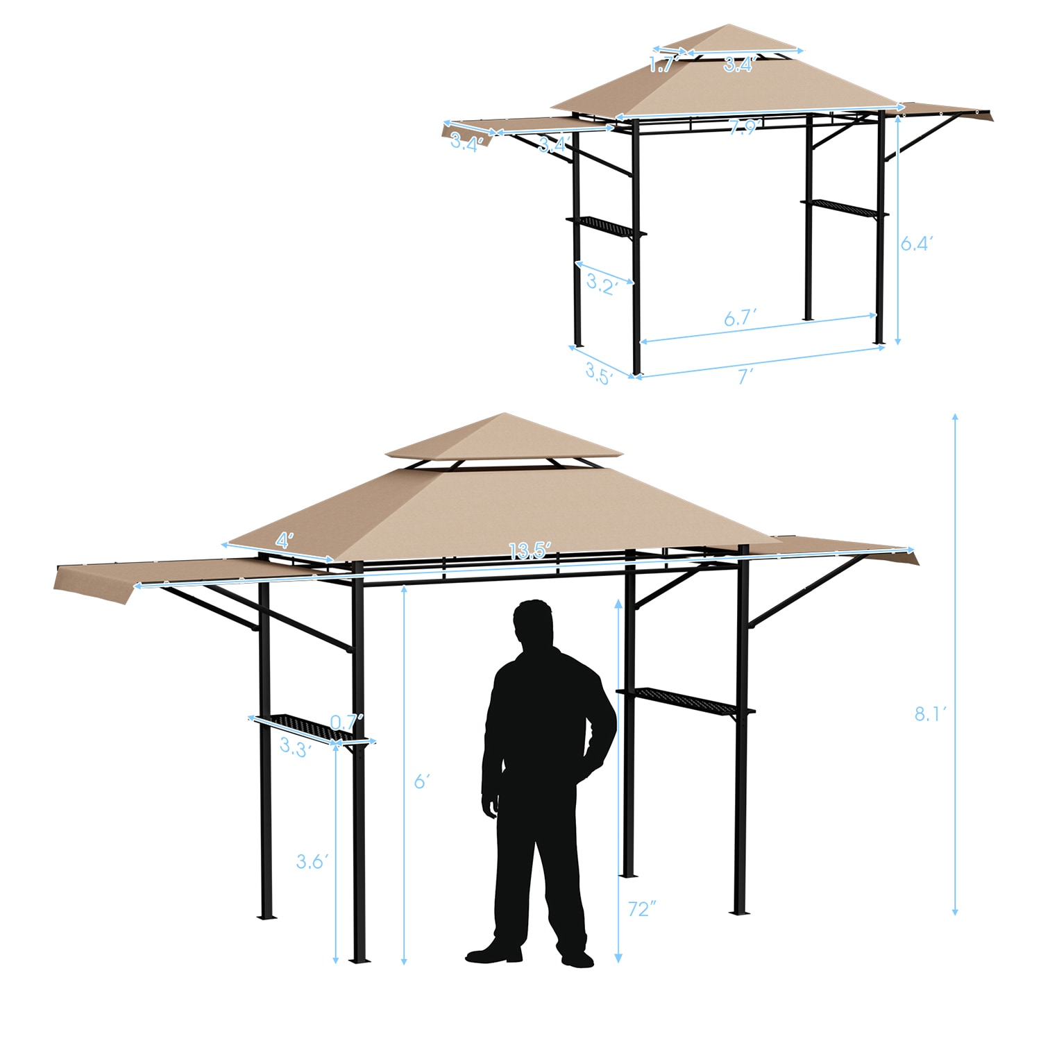 Forclover HYFC-GA10385BN Wood-Resin-Gazebos - View #10