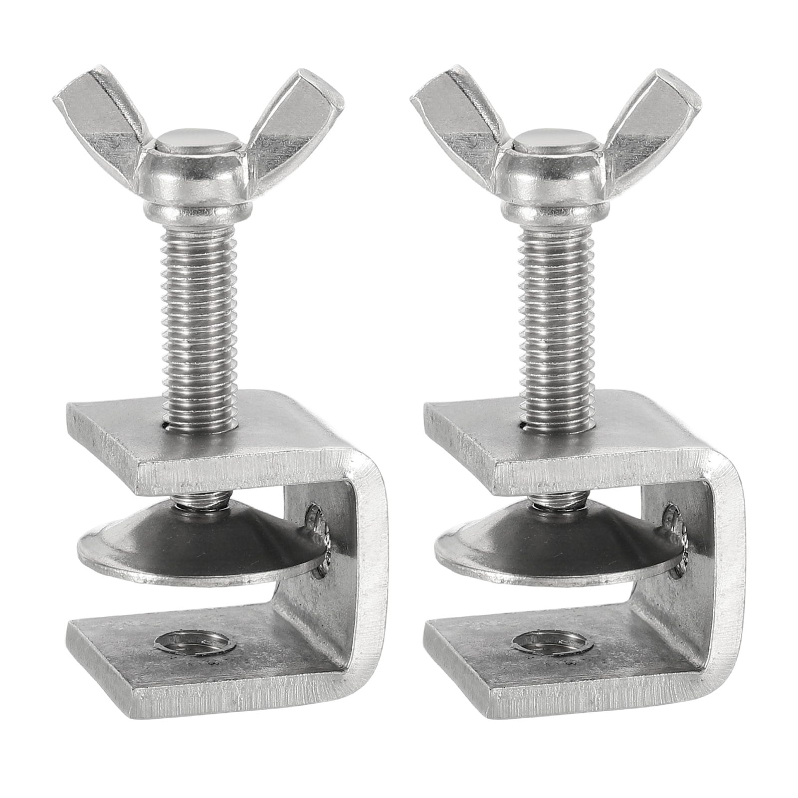 Harfington 2pcs 304 Stainless Steel C Clamps 20mm Square Mini Tiger Clamp Adjustable Heavy Duty Metal U Clip with Butterfly Screws for Woodworking Welding Mounting Silver #S26051100UX9066
