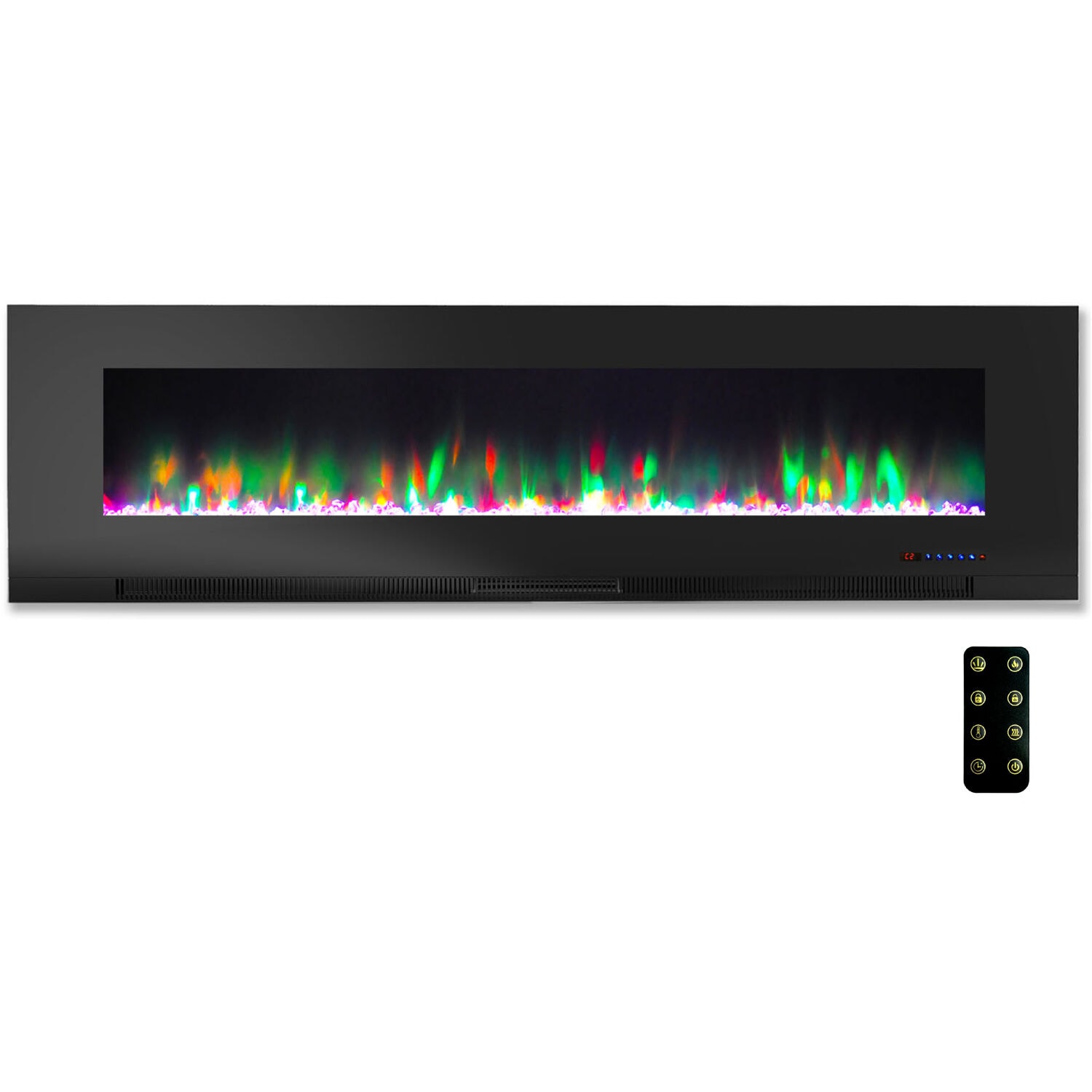 Cambridge CAM60WMEF-1BLK 60-Inches W Black Wall mount Fan-forced Wall-mount Electric Fireplace with Remote Control Included