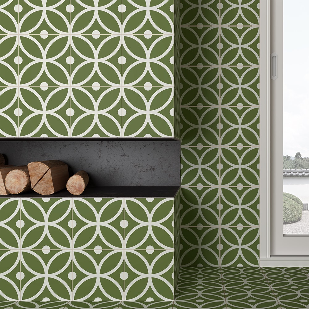 The Tile Life Sample - Circa Bergen Verde 8-in x 8-in Matte Porcelain Patterned Floor and Wall Tile #SRIVO0808BV