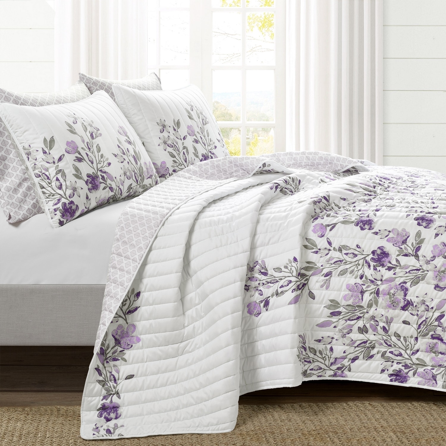 Lush Decor TANISHA-QT-GRAY/PURPLE-5PC-F/Q in the Comforters ...