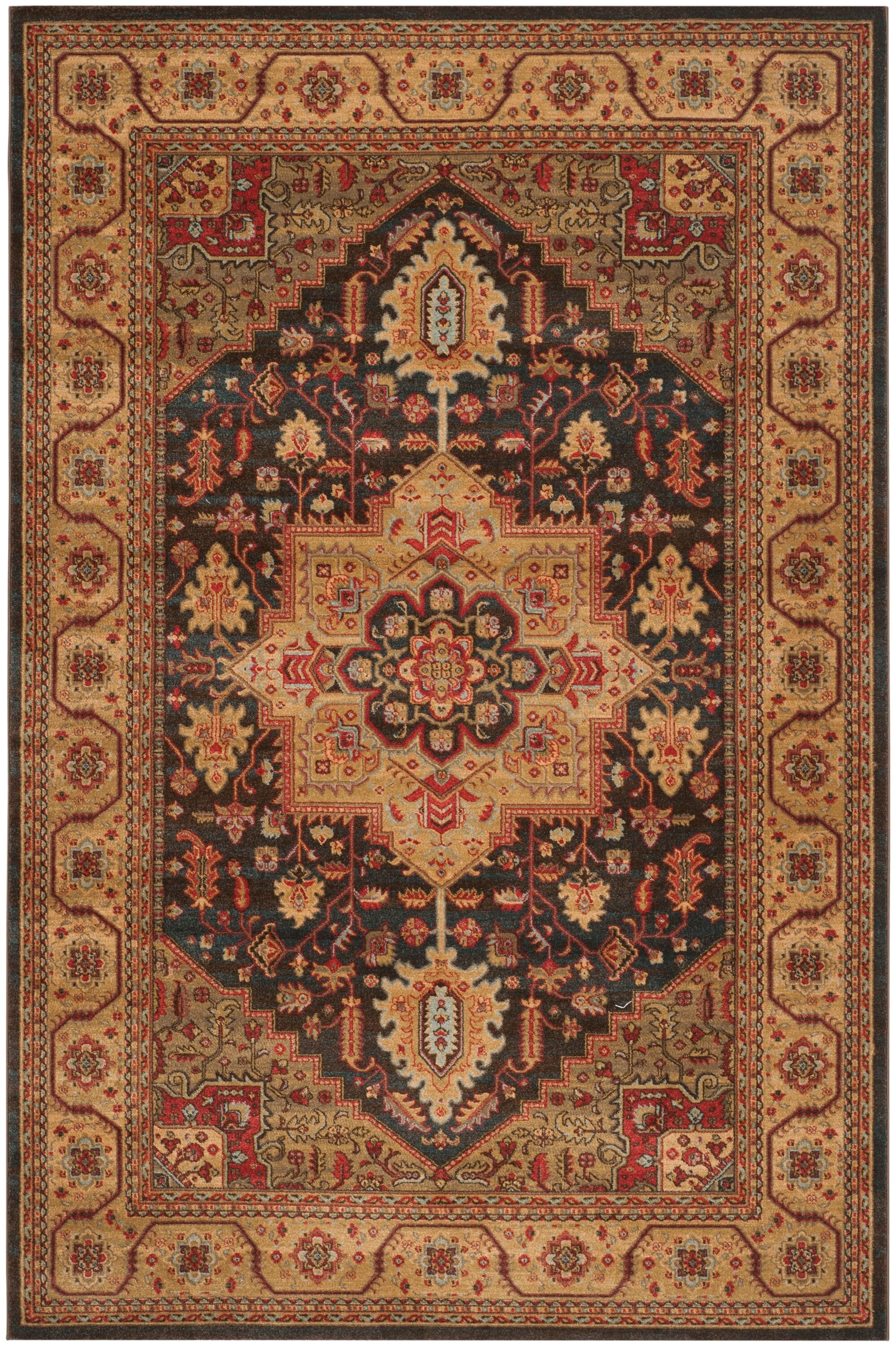 Elegant Navy & Natural 9' x 12' Reversible Synthetic Area Rug