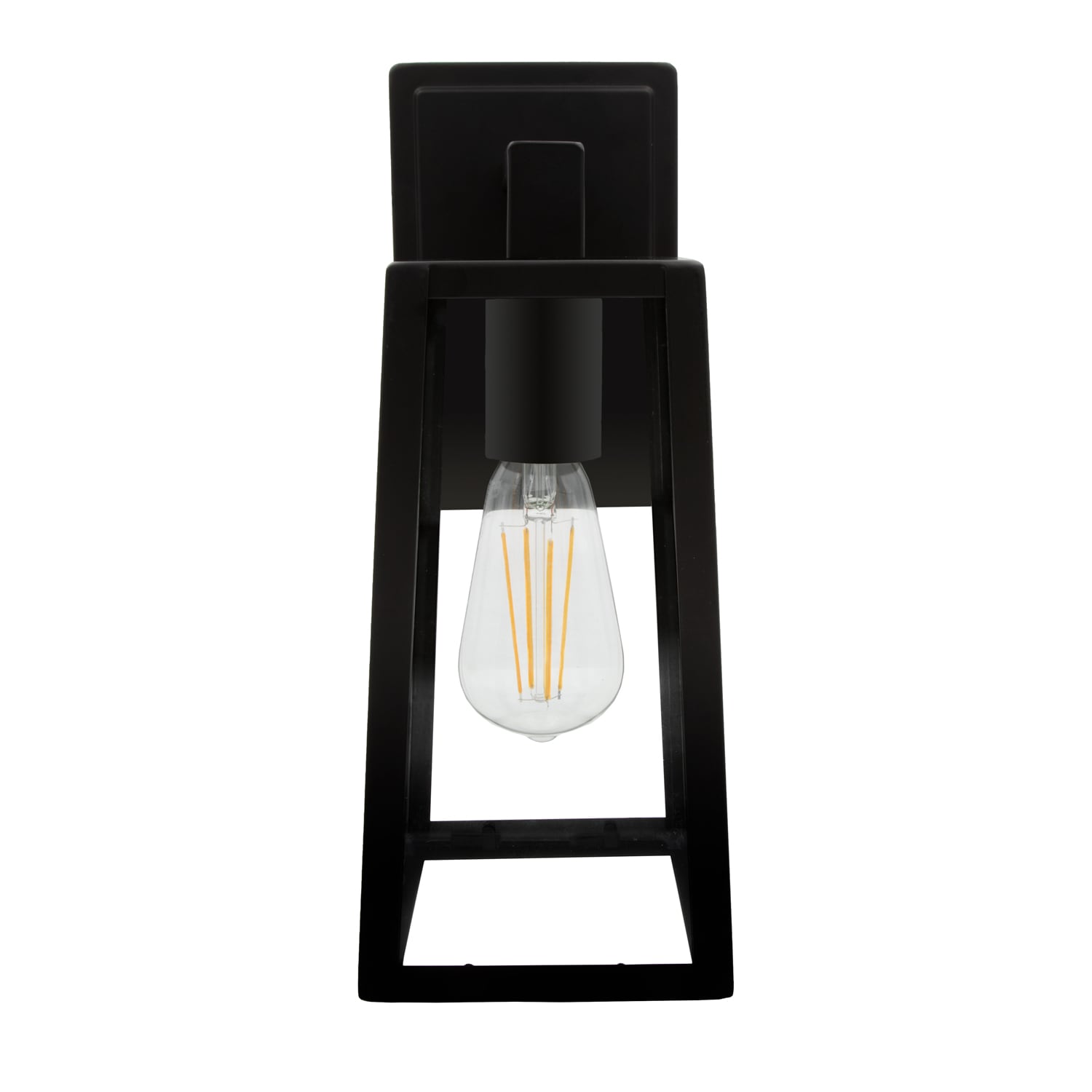 Black Metal and Clear Glass LED Outdoor Wall Sconce