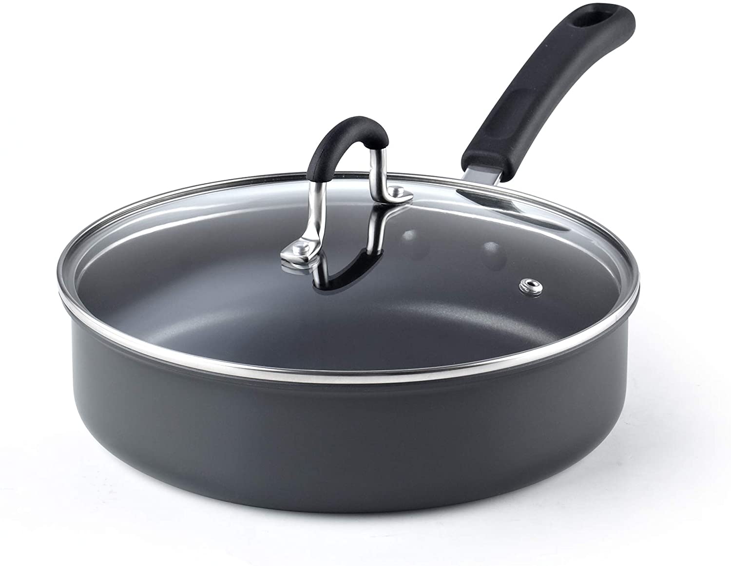 Cook N Home Professional Hard Anodized Nonstick Saute Pan With Lid 3 Quart 9.5 inch Pots and Pans #02635