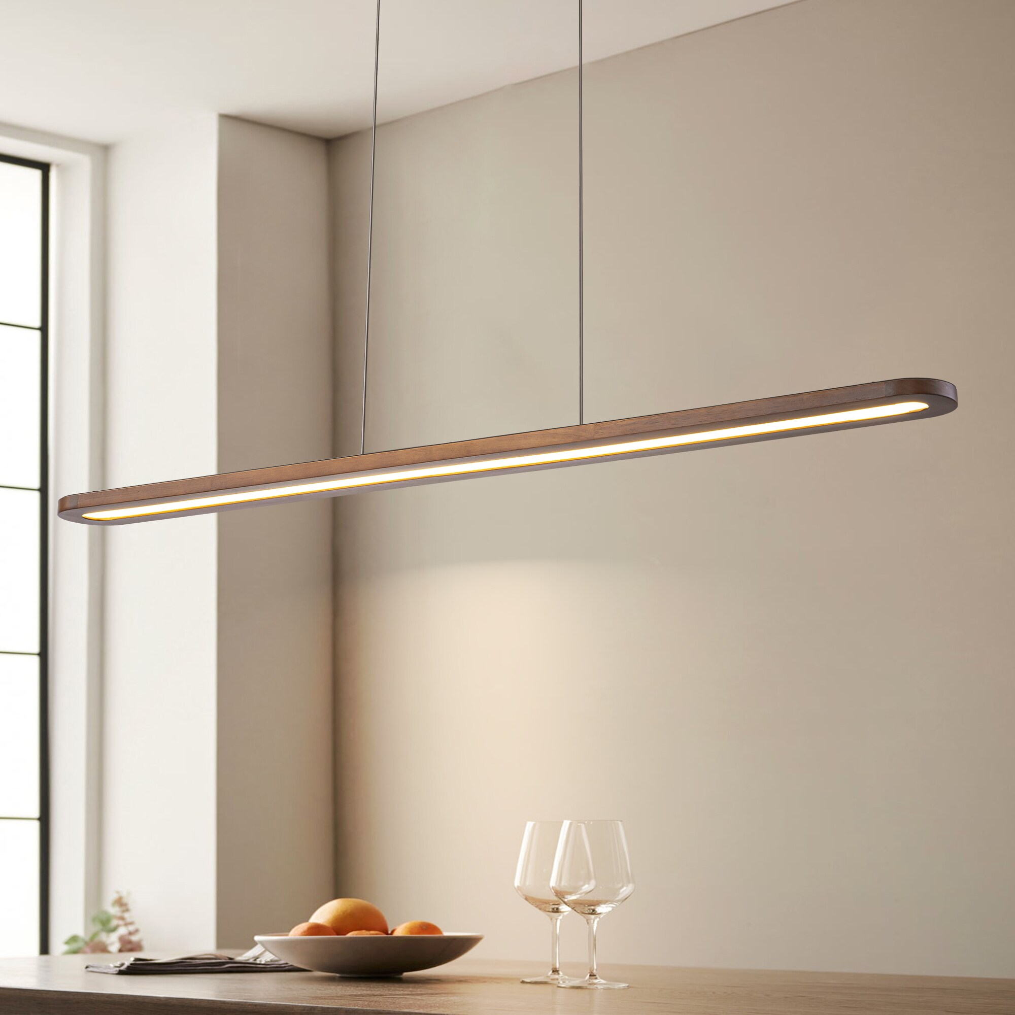 Y'INSP Goyeel 1 -Light Satin Black French country/cottage Linear LED Large Hanging Kitchen Island Light