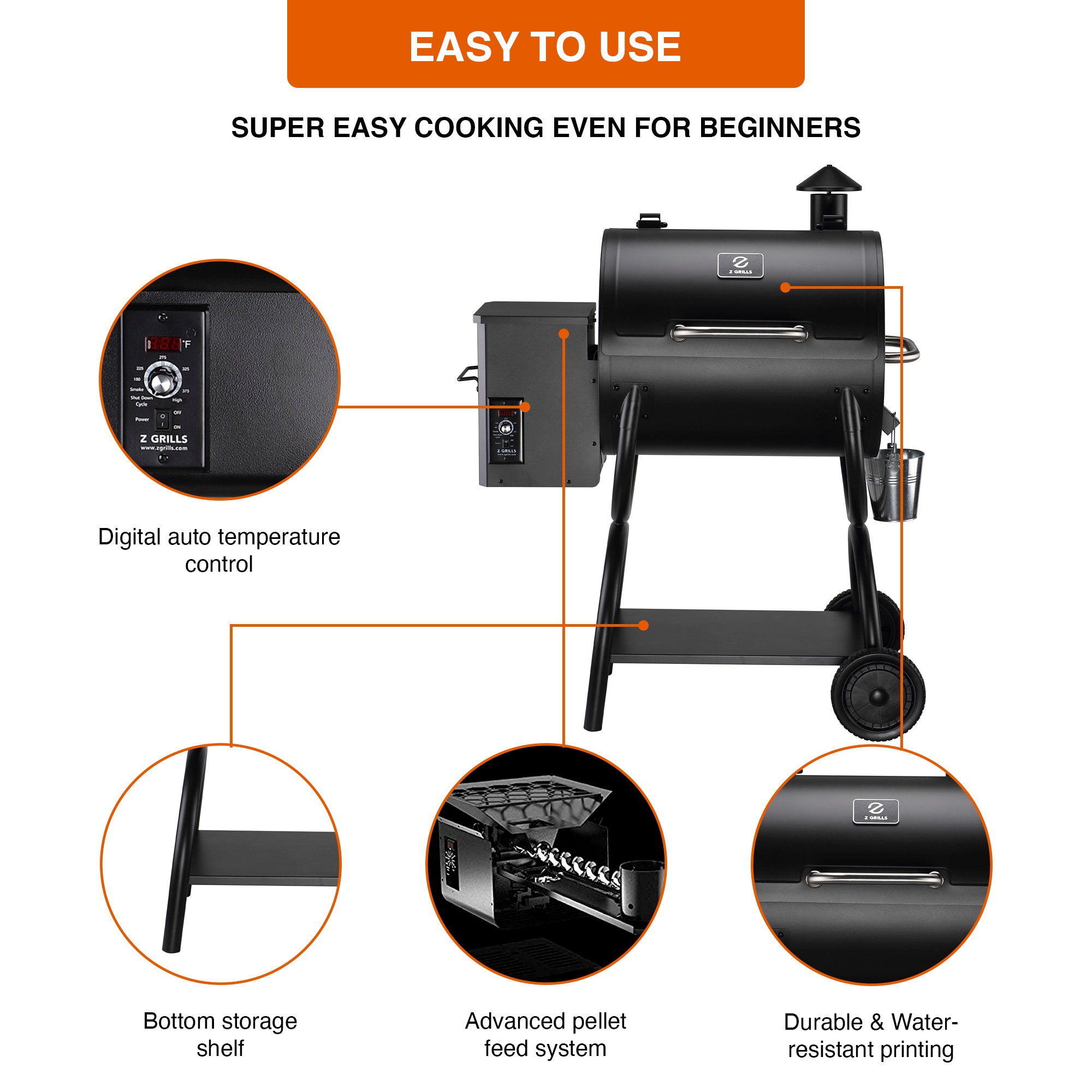 Z GRILLS 590-Sq In Black Pellet Grill In The Pellet Grills Department ...