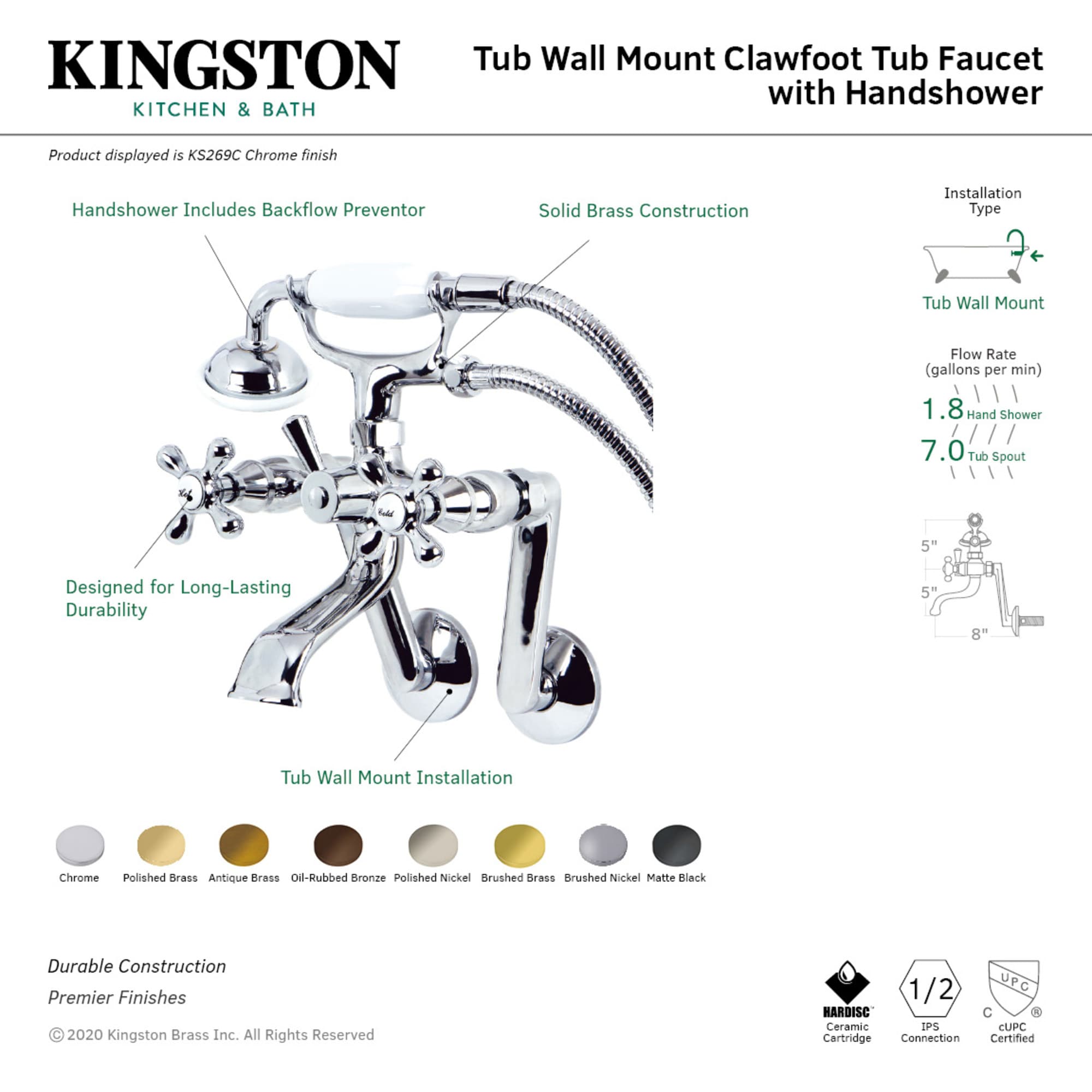 Kingston Brass WLKS269ORB Roman-Tub-Faucets - View #3