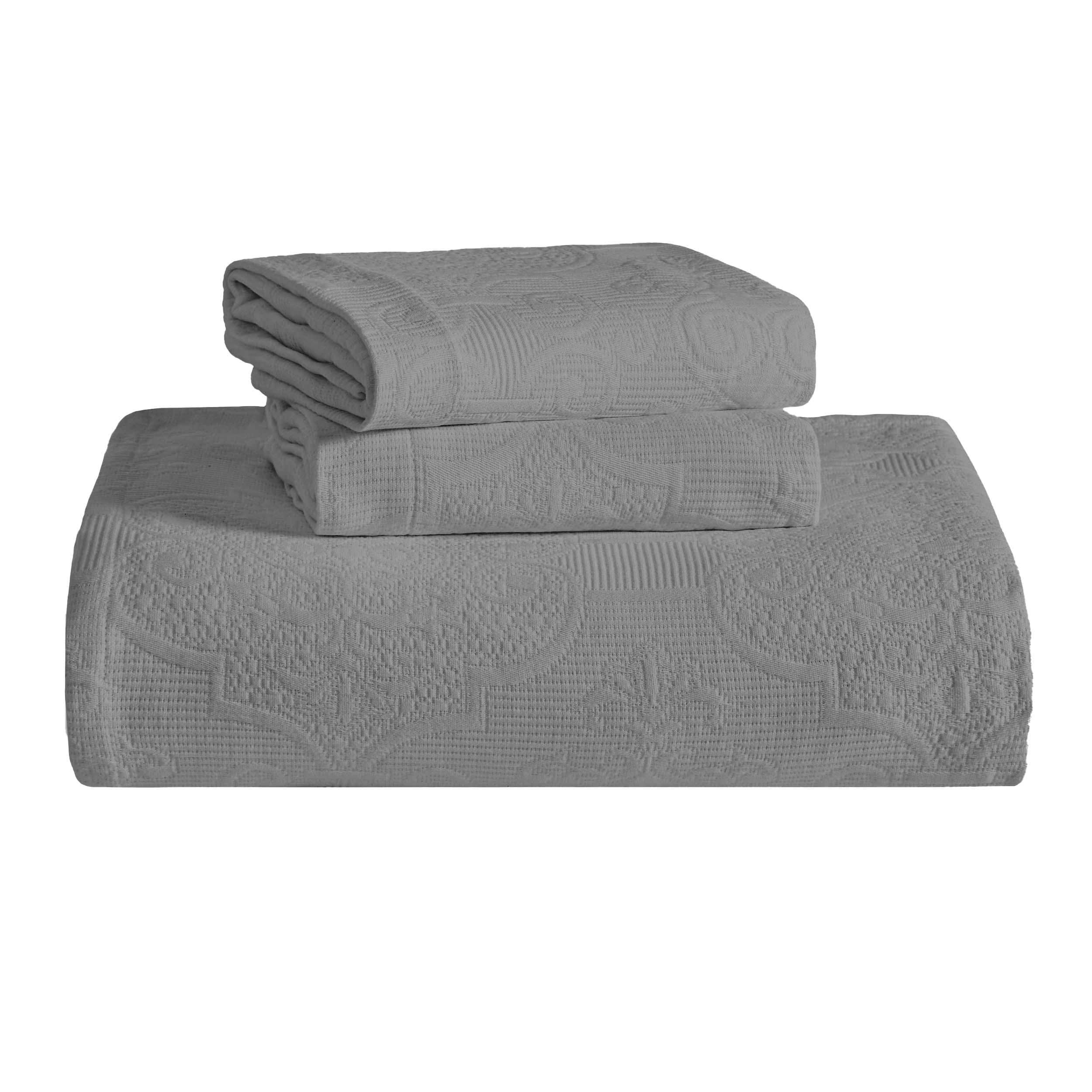 Slickblue Scrolling Medallion Jacquard Bedroom Cotton Bedspread Set for Bedroom Guest Room Multiple Size and Color Options