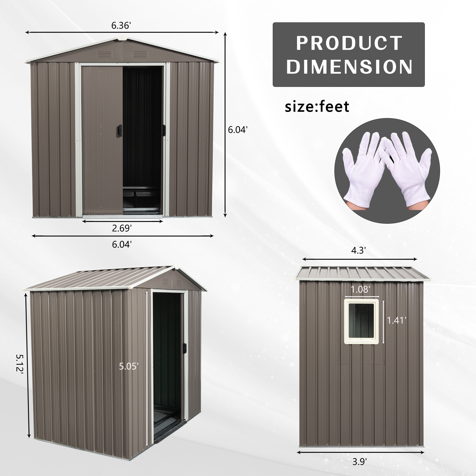 WELLFOR 6-ft x 5-ft GA Outdoor Tool Shed Galvanized Steel Storage Shed ...