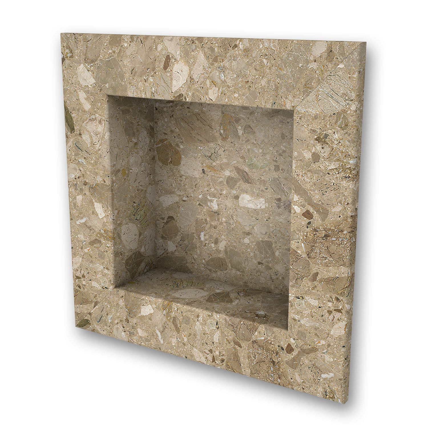 FlexStone FLXRSC1717PF 17 in x 17 in Square Recessed Shampoo Caddy in Petrafini