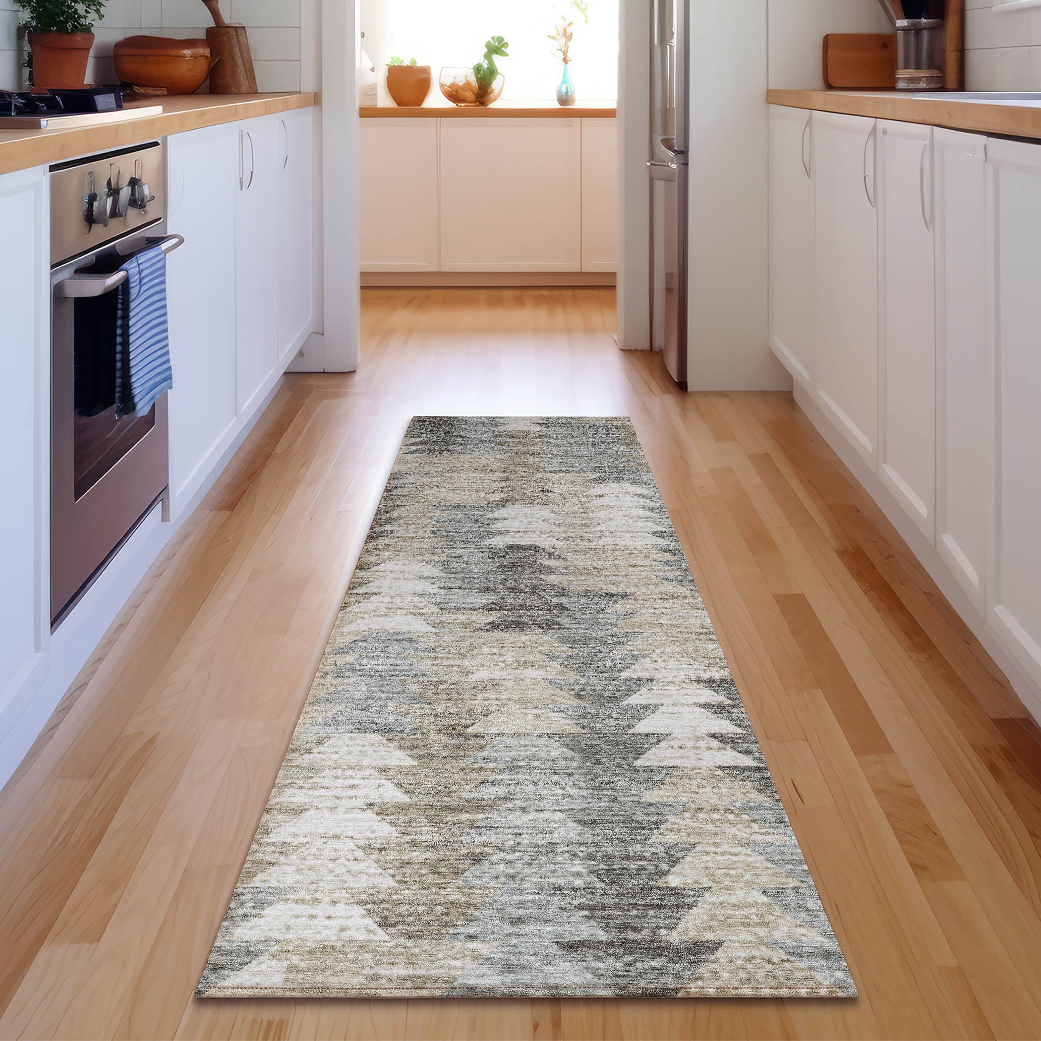 Addison Rugs AMF632TP2X8 Mayfield AMF632TP 2 x 7 (ft) Polyester Taupe Rectangular Indoor Geometric Machine washable Runner rug