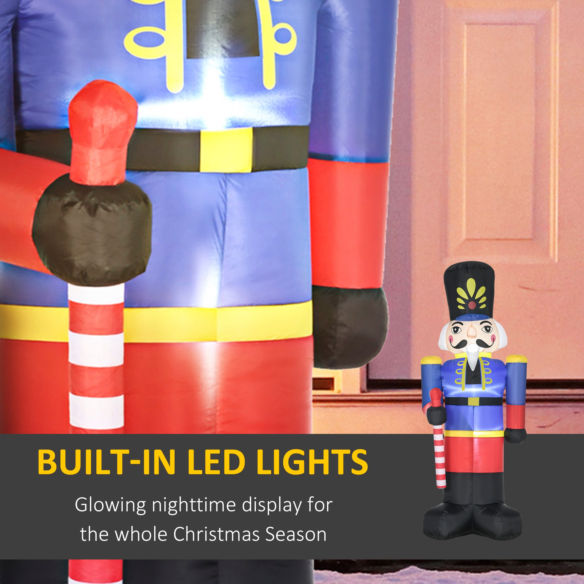 GDFStudio 8ft Christmas Inflatables Outdoor Decorations Nutcracker Toy ...