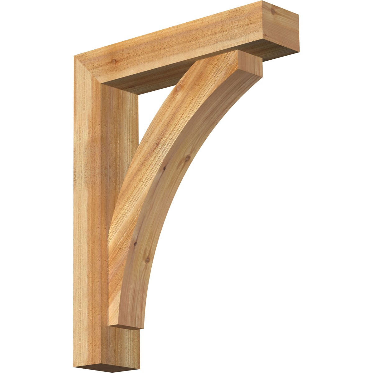 Ekena Millwork 1463851 Thorton Block Rough Sawn Bracket with Offset Brace 6-in x 26-in x 34-in Western red cedar Brown Wood Standard bracket