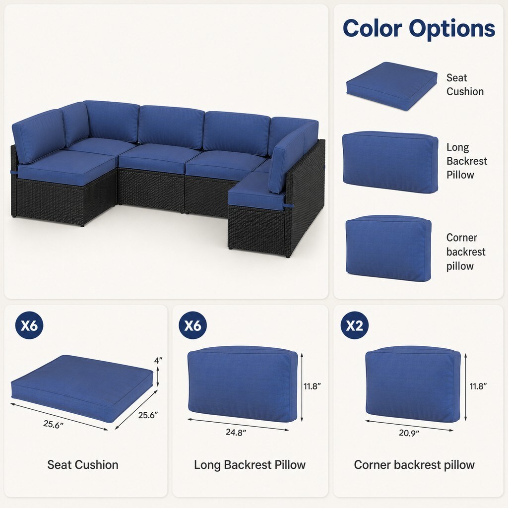 YODOLLA 16002DBU-ZD-Y-LS02 Patio-Furniture-Cushions - View #3
