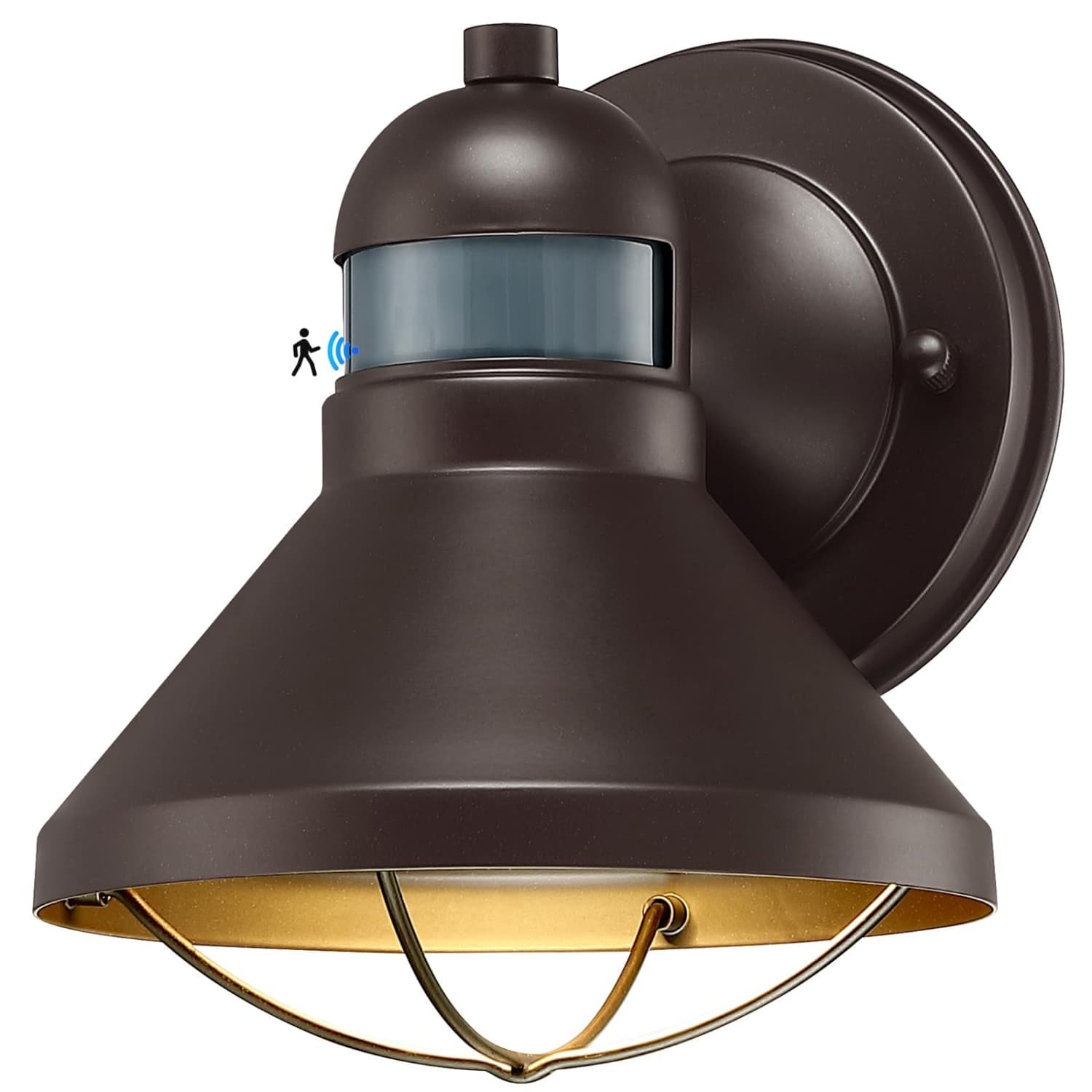 Angel Sar Brown LED Barn Light Motion Sensor Dusk to Dawn Outdoor Wall Sconce