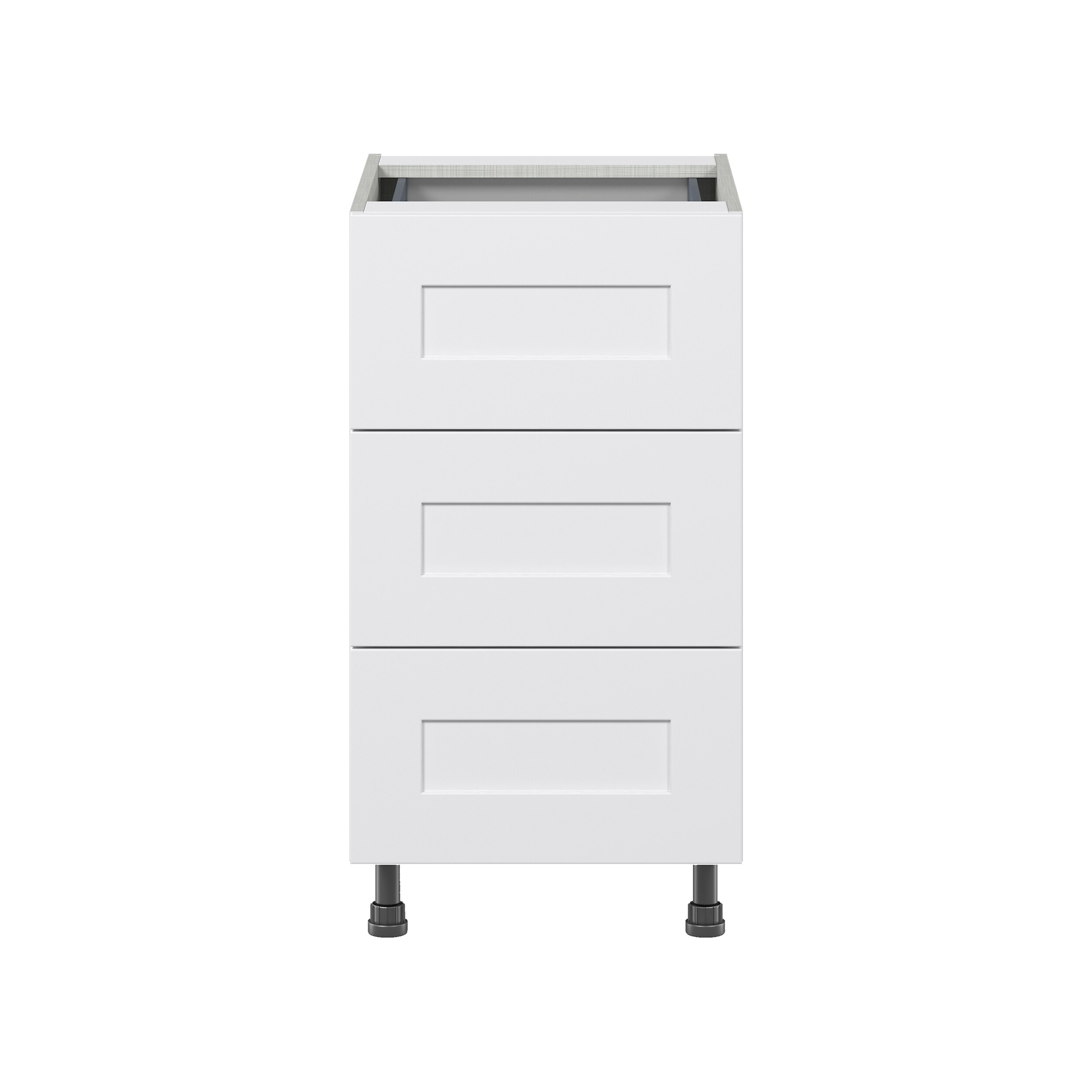 Hugo&Borg Jolie 18-in W x 34.5-in H x 25-in D Warm White 3-Drawer Base Fully Assembled Cabinet