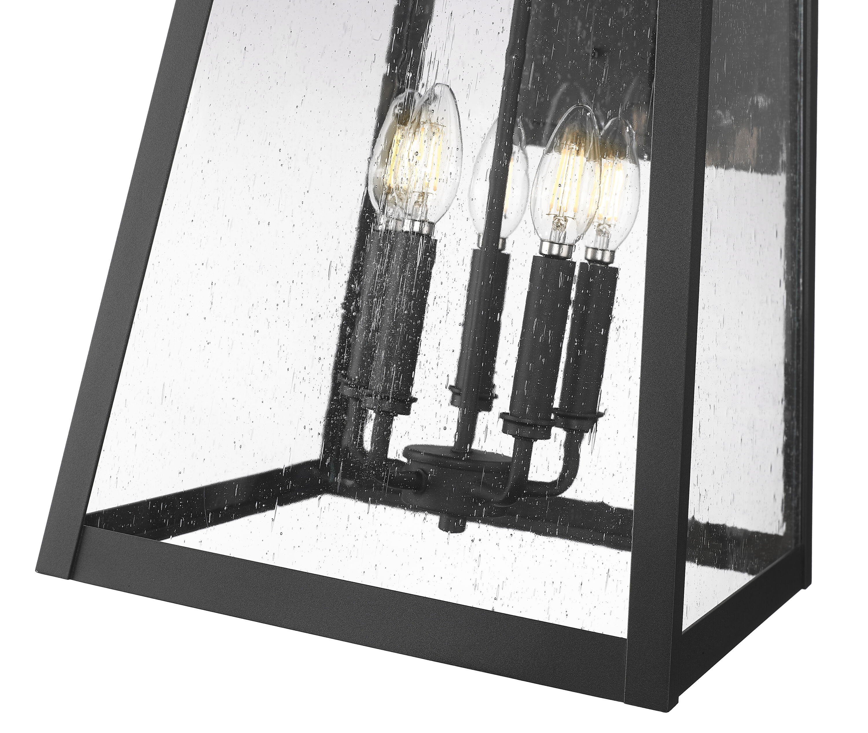 Rainer Black 5-Light Outdoor Wall Lantern with Seeded Glass