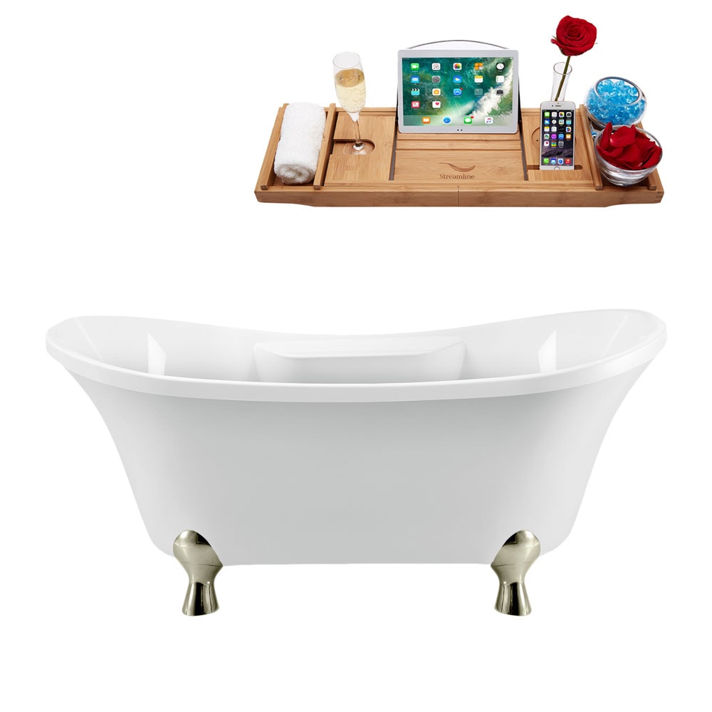 Streamline 60 inch  N900BNK-BNK Clawfoot Tub and Tray With External Drain