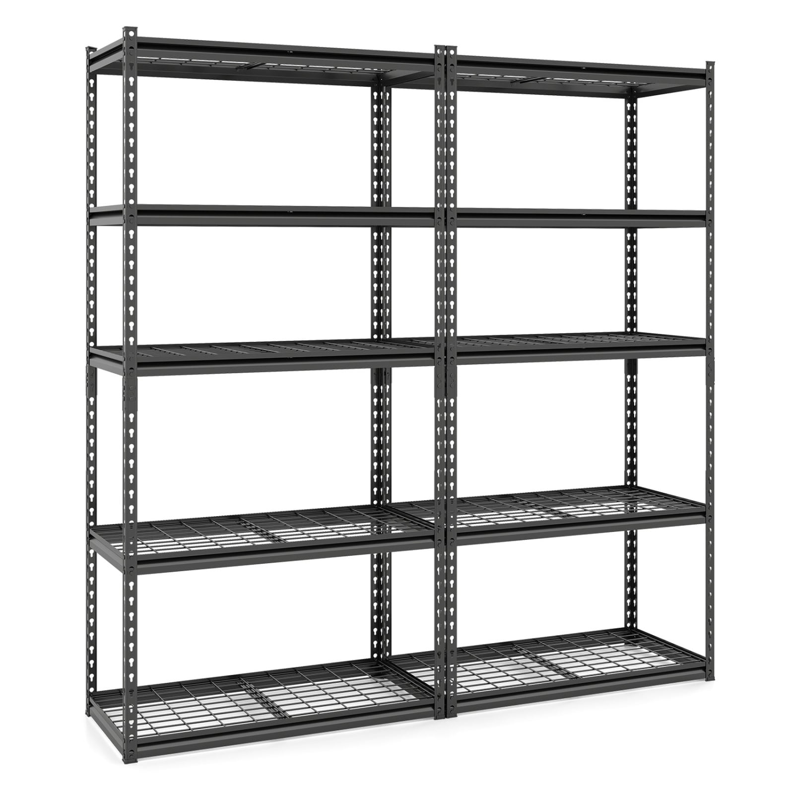 SUGIFT 5-Tier Heavy-Duty Metal Shelving Unit in Black with Adjustable Wire Rack and 2000-lb Capacity 36-in Garage Shelving for Basements Workshops and Pantries with 400-lb per Shelf Rating Boltless Setup with 1.5-in Height Increments and Post Connectors