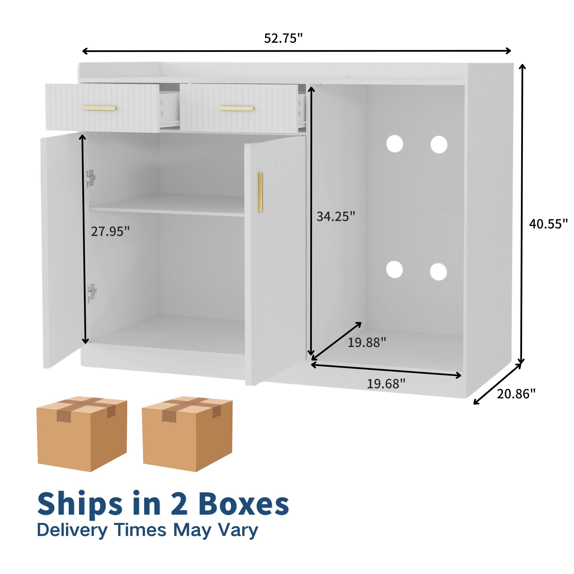 IdealHouse Coffee Bar Cabinet with Mini Fridge Space Fluted Design ...