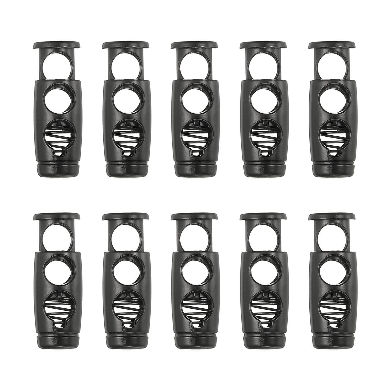 PATIKIL 10pcs Metal Cord Locks for Drawstrings Spring Cord Lock Toggles Stopper Clamp 2 Holes Adjustable Slider End Fastener for Paracord Outdoor Bag Shoes Backpcs Matte Black #S26050601UX3821