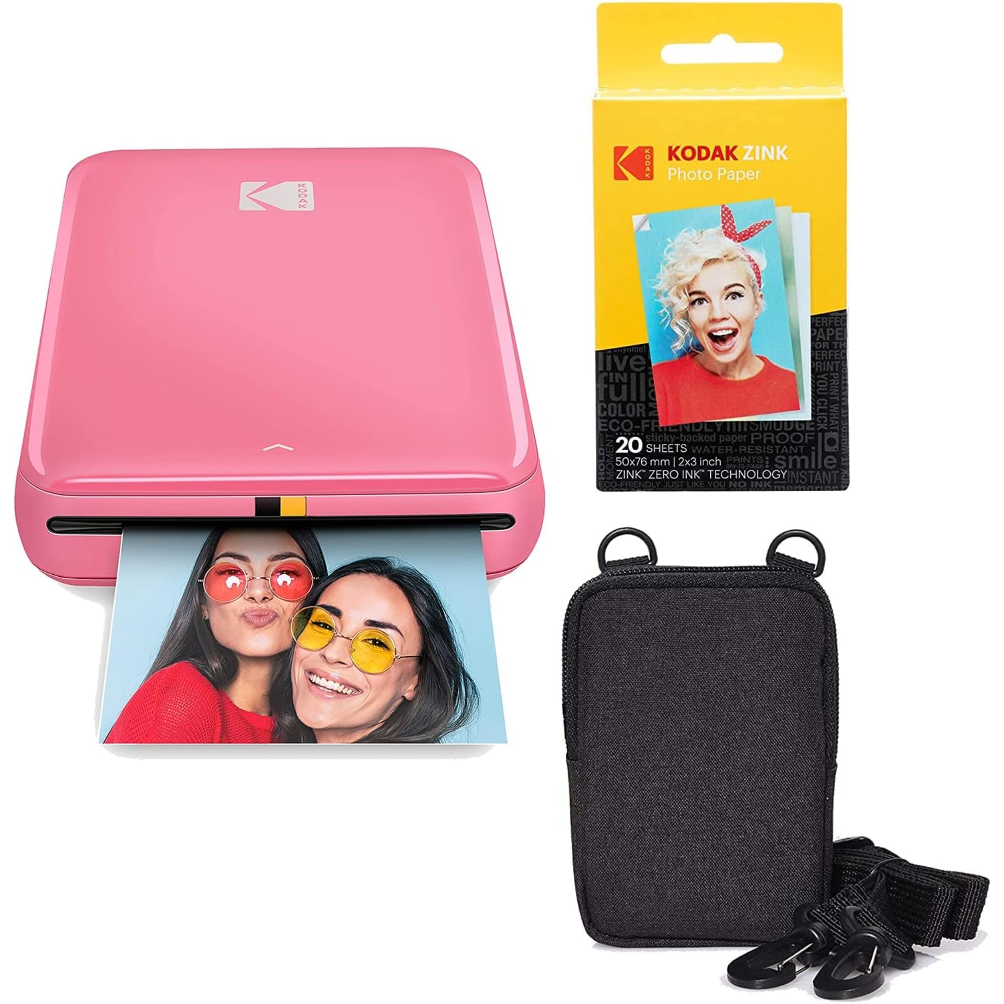Kodak Step Mobile 2x3'' Instant Photo Printer Go Bundle with Zink Photo Paper and Case - Pink #AMZRODMP20K2PK