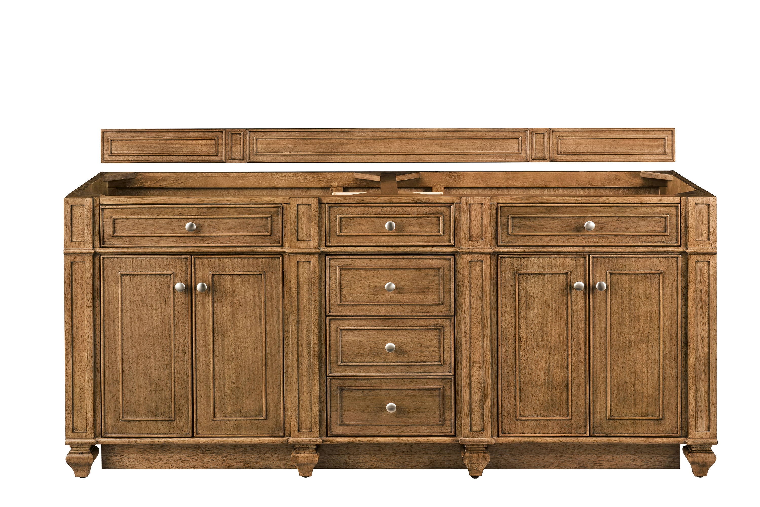 Saddle Brown 72" Double Freestanding Bathroom Vanity Base with Veneer