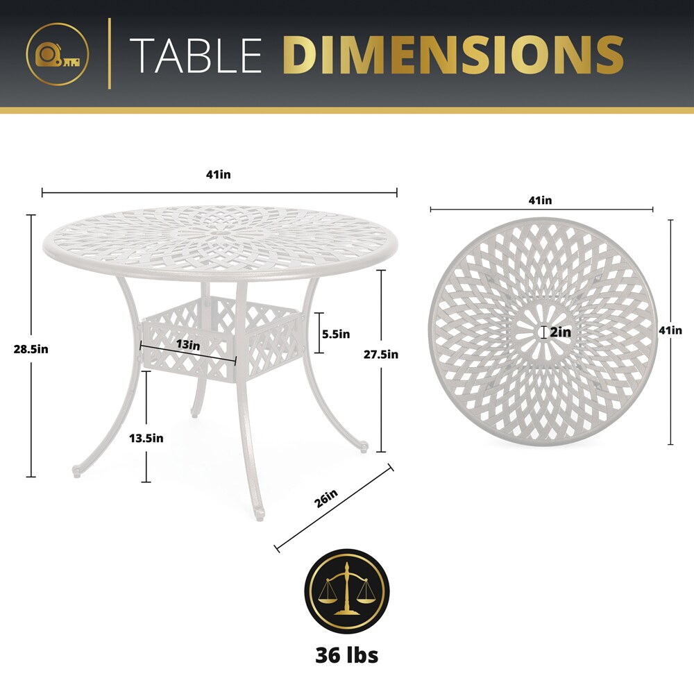 Bronze Cast Aluminum 5-Piece Outdoor Dining Set with Round Table and Chairs