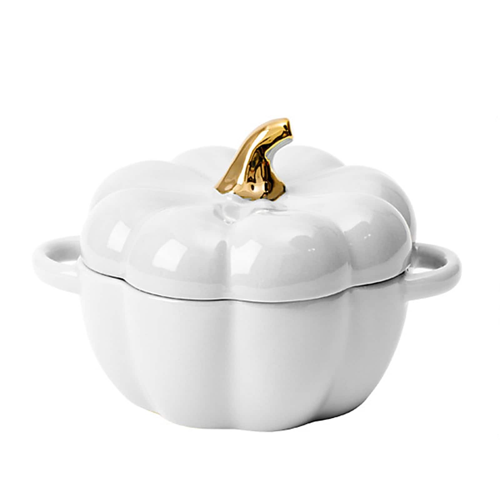 KIWDZFU  Pumpkin Dutch Oven Pot with Lid Mini Ceramic Baking Dish White Cute Pumpkin Bowl for Fall Decor durable home and garden accessory