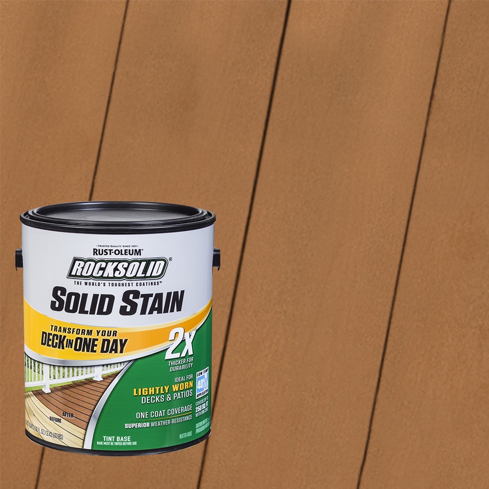 Rust-Oleum 319778T RockSolid 2X Solid Stain Pre-Tinted Saddle Solid Exterior Wood Stain and Sealer in One ( 1-gallon )