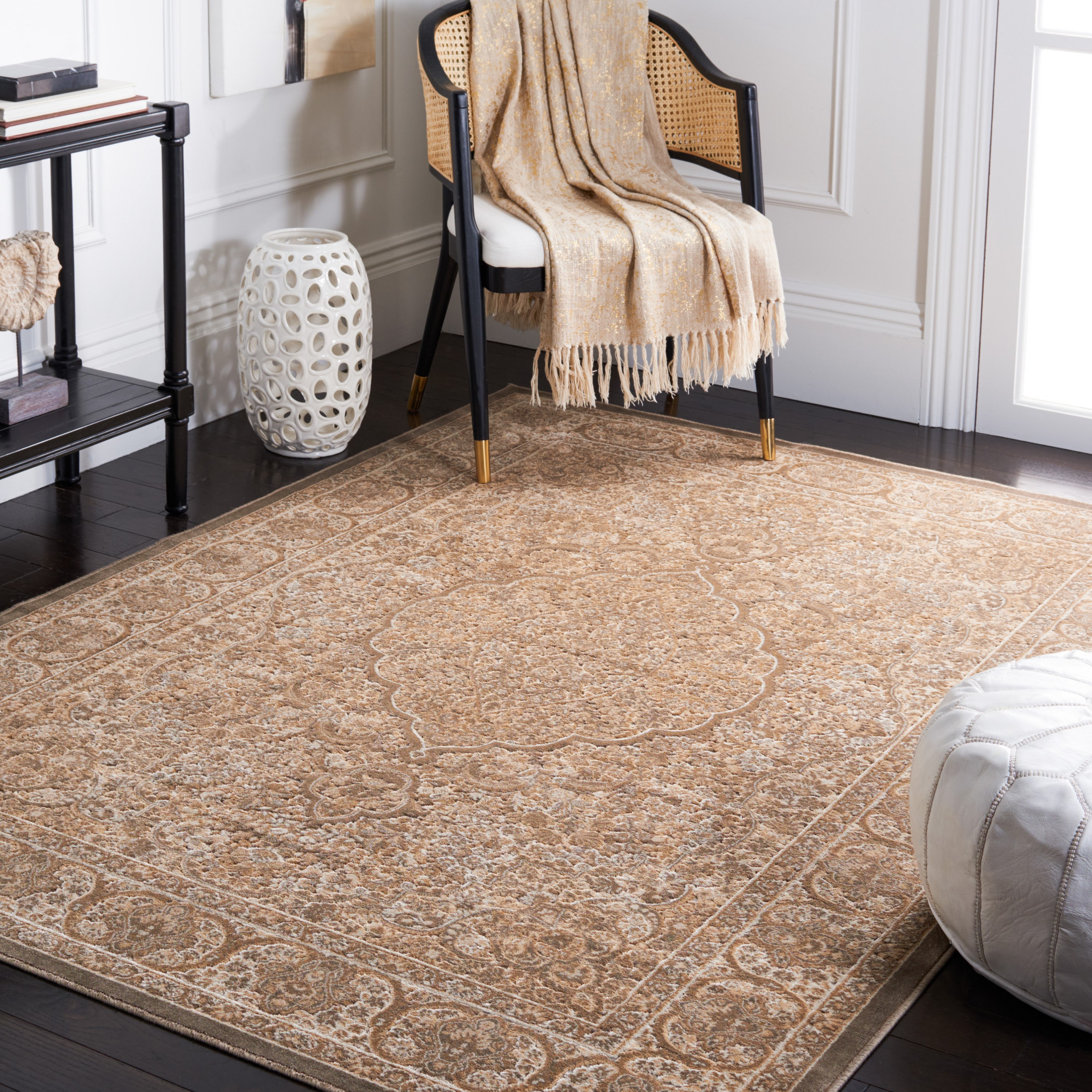 Safavieh PAR169-3111-8 Paradise Callia 8 x 11 (ft) Loomed Synthetic Mouse/Silver Rectangular Indoor Floral/Botanical Oriental Area rug