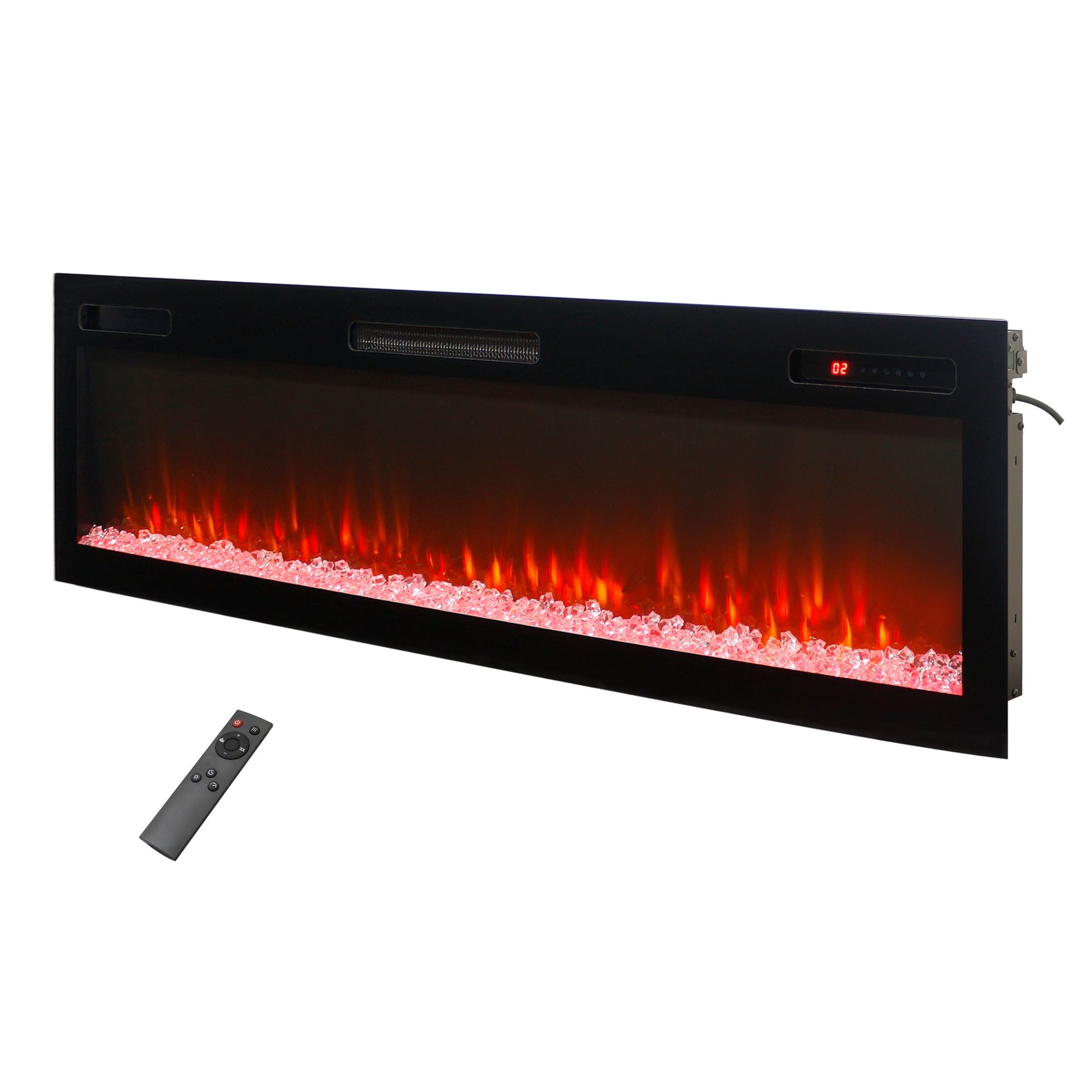 Bybafun 62-in W Antique Black(Assembly Required) Wall mount Fan-forced Electric Fireplace with Remote Control Included