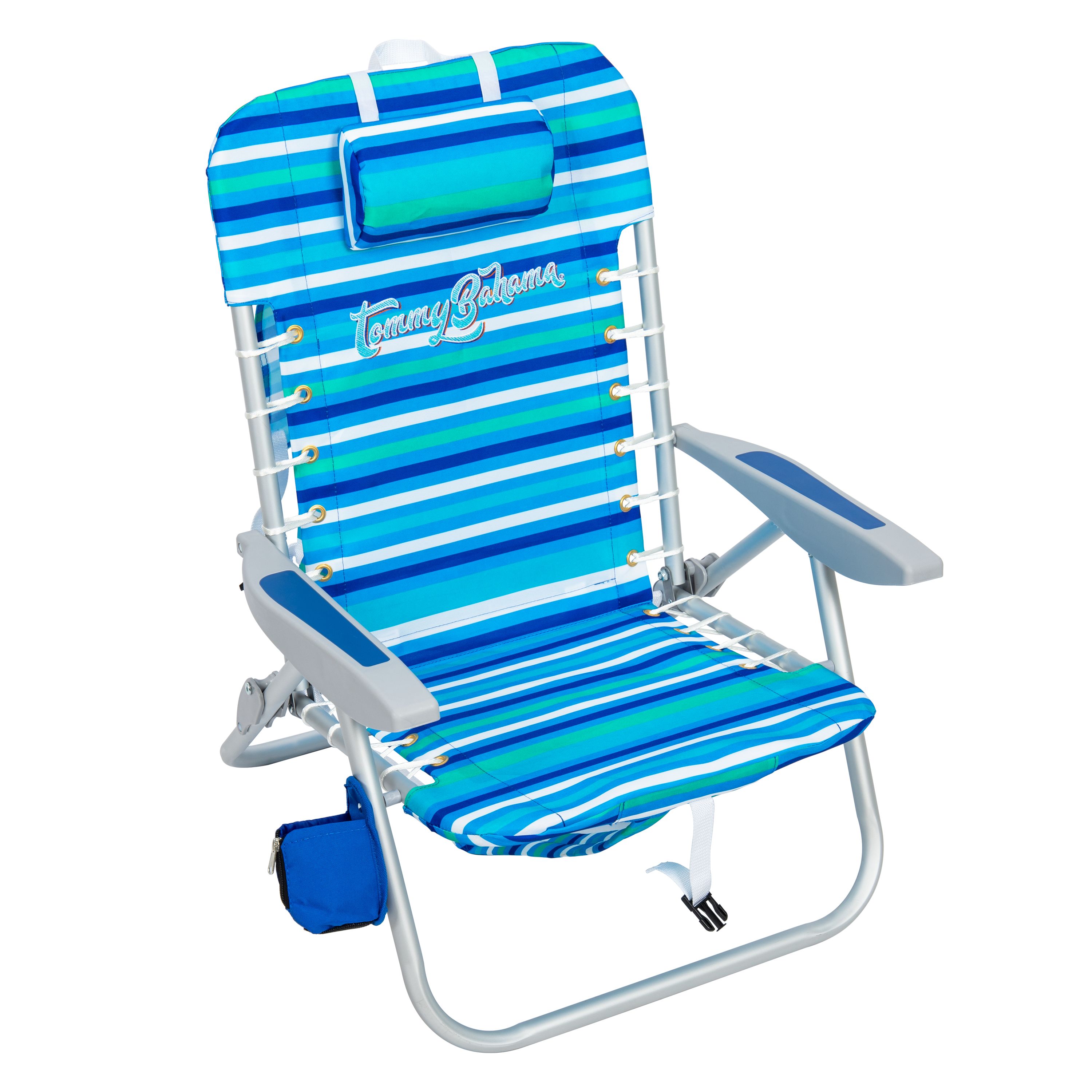 Tommy Bahama Polyester Blue/Green Print Folding Beach Chair