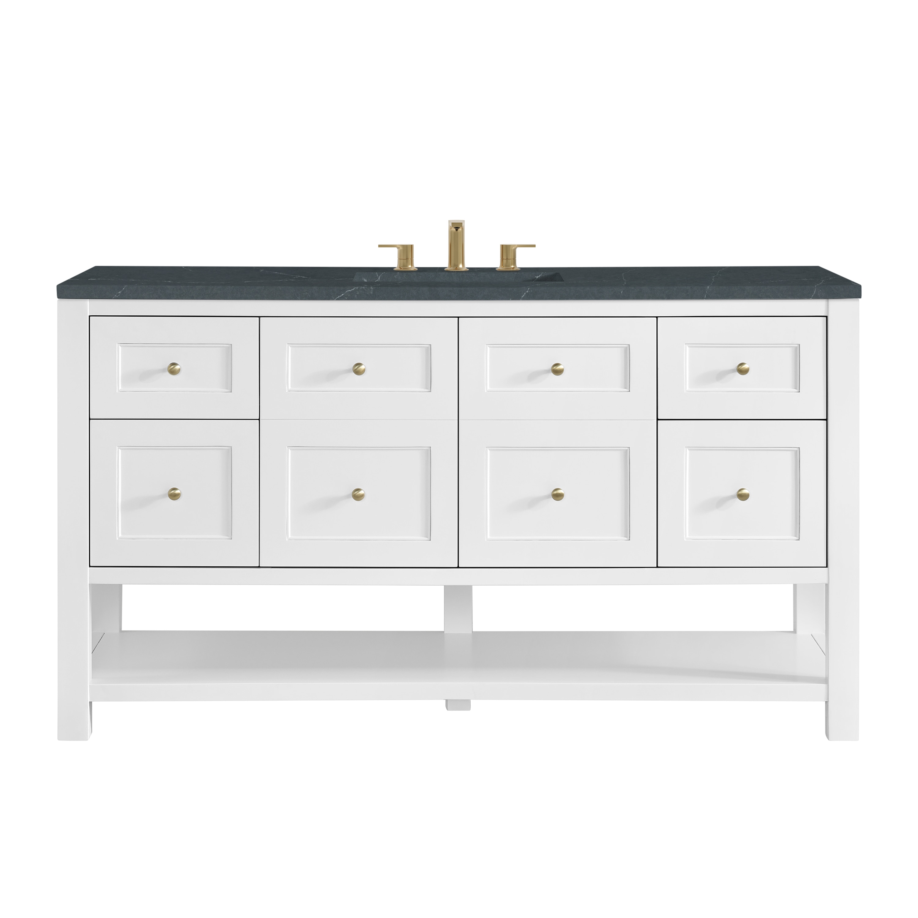 James Martin Vanities 330-V60S-BW-3CSP Breckenridge 60-in Bright White Undermount Single Sink Bathroom Vanity with Charcoal Soapstone Quartz Top