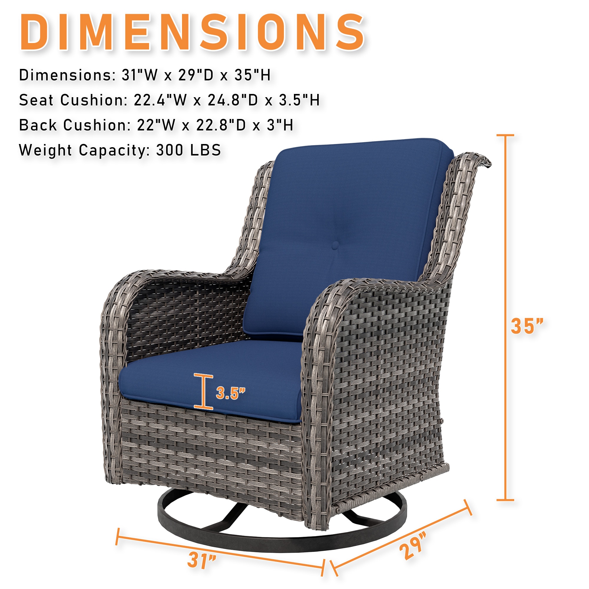 Gardenbee HGL-M81-BLU Patio-Chairs - View #3