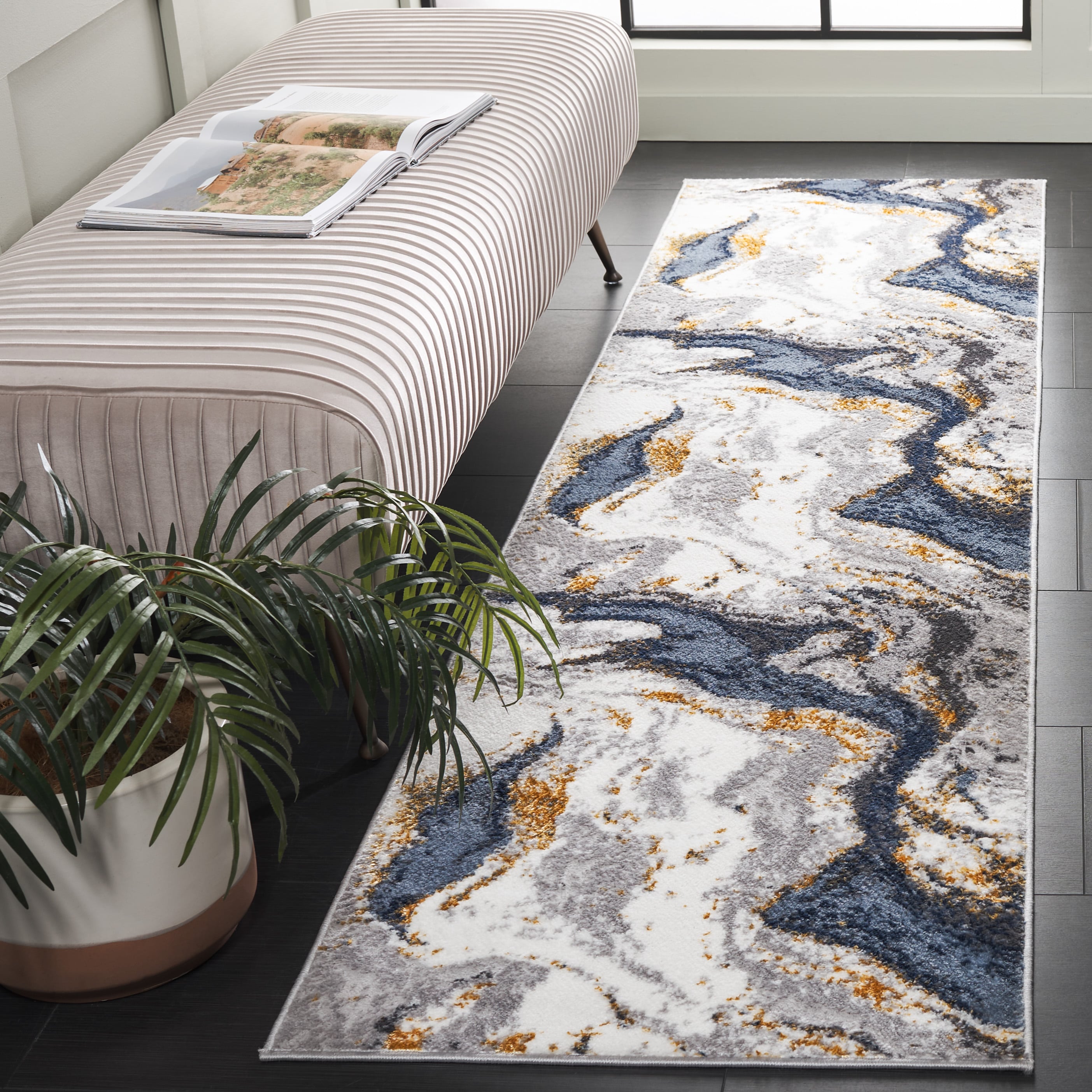 Amelia 718A Ivory/Grey 2ft-2in x 8ft Runner Rug