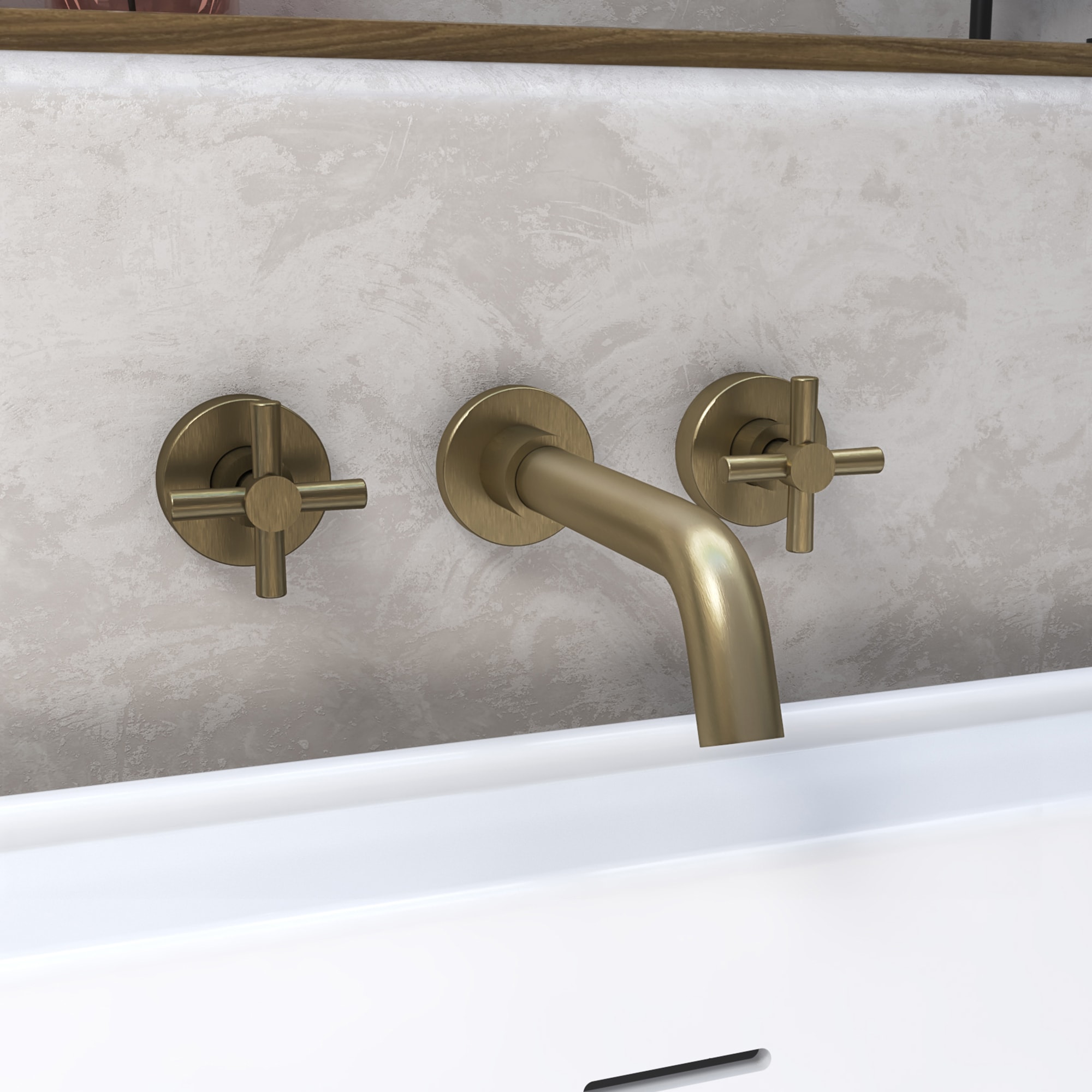 DreamLine FTSC0308X30 Seneca Brushed Brass 2-handle Wall-mount Low-arc Bathtub Faucet ( Valve Included )