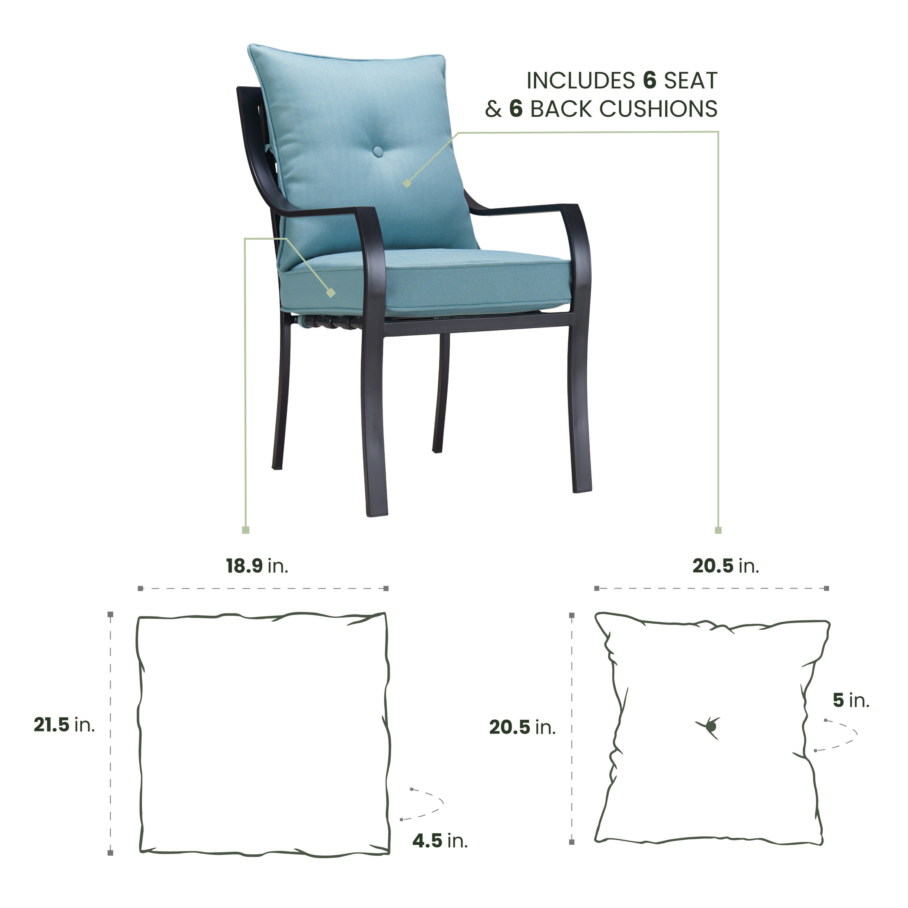 Hanover LAV6PCCUSH-BLU Patio-Furniture-Cushions - View #3
