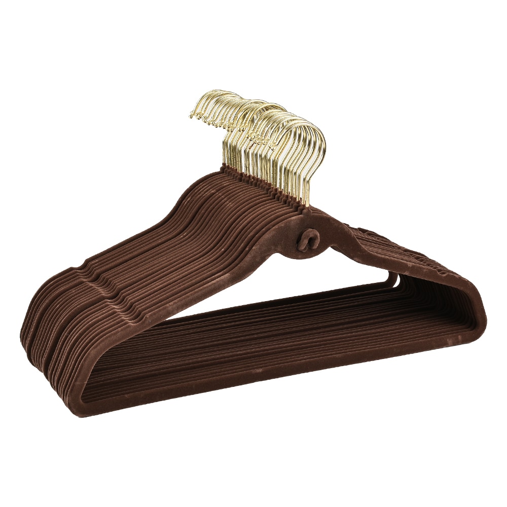 Trio Essentials TE7453/30PK 30PK Heavy Duty Velvet Hangers with Cascade Hook 360 Degree Rotatable Hook Brown