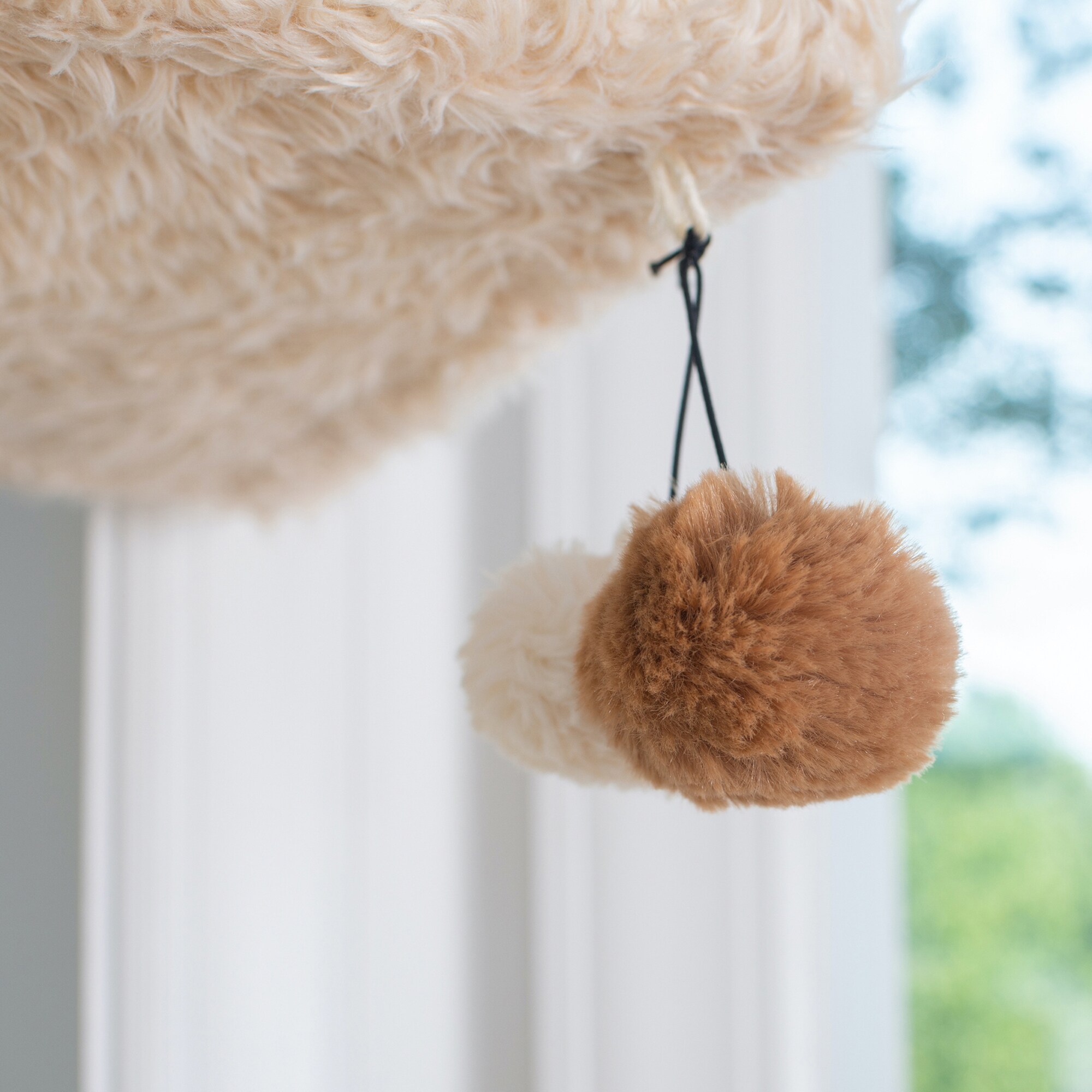 70'' Beige Faux Fur Multi-Level Cat Tree with Sisal Posts