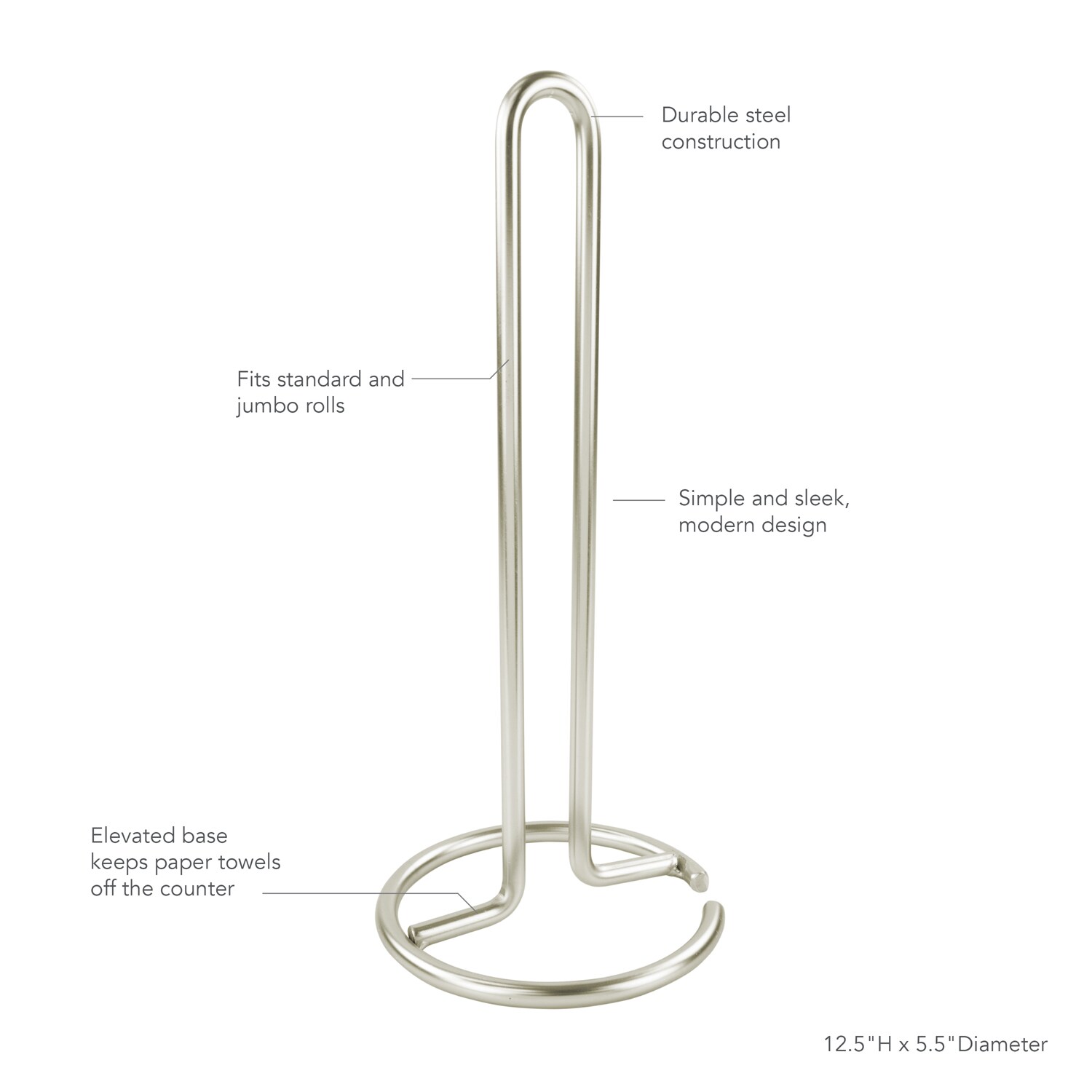 Style Selections Brushed Nickel Metal Freestanding Paper Towel Holder in  the Paper Towel Holders department at