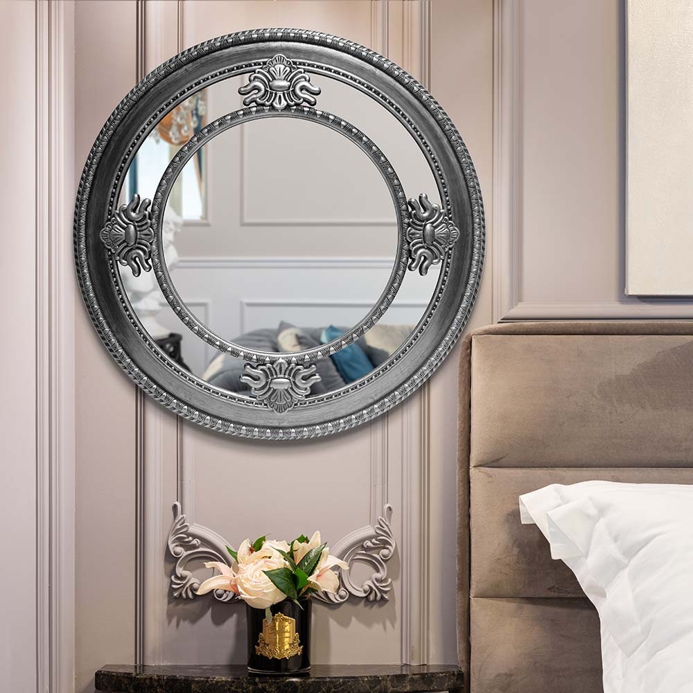 Versailles 23" Round Wall Mirror in Antique Gold and Silver