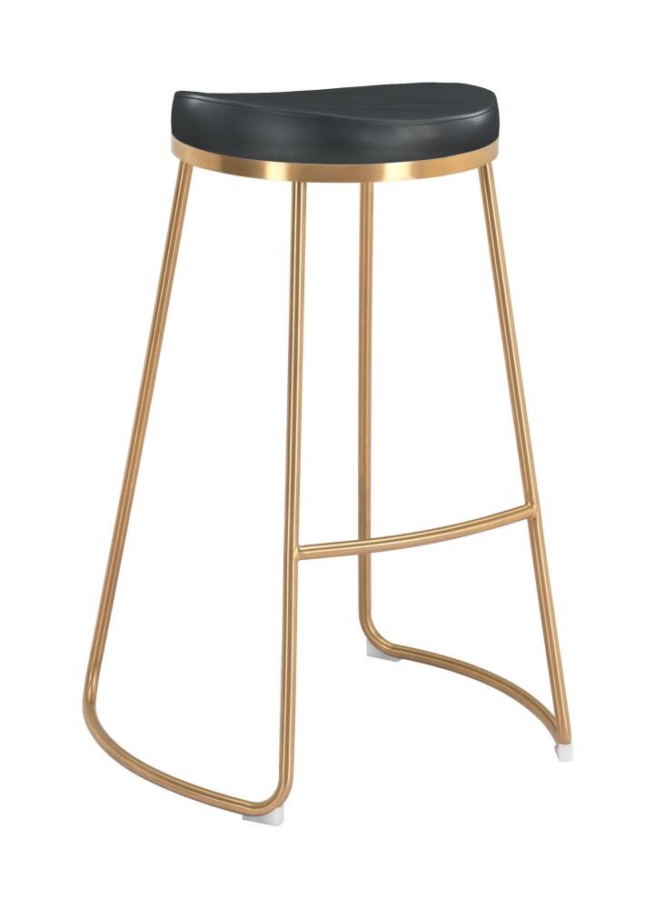 Zuo Modern 101266 Bree Black 30.5-in H Bar height Upholstered Metal Backless Bar Stool