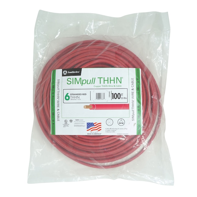 Southwire 100 Ft 6 Awg Stranded Red